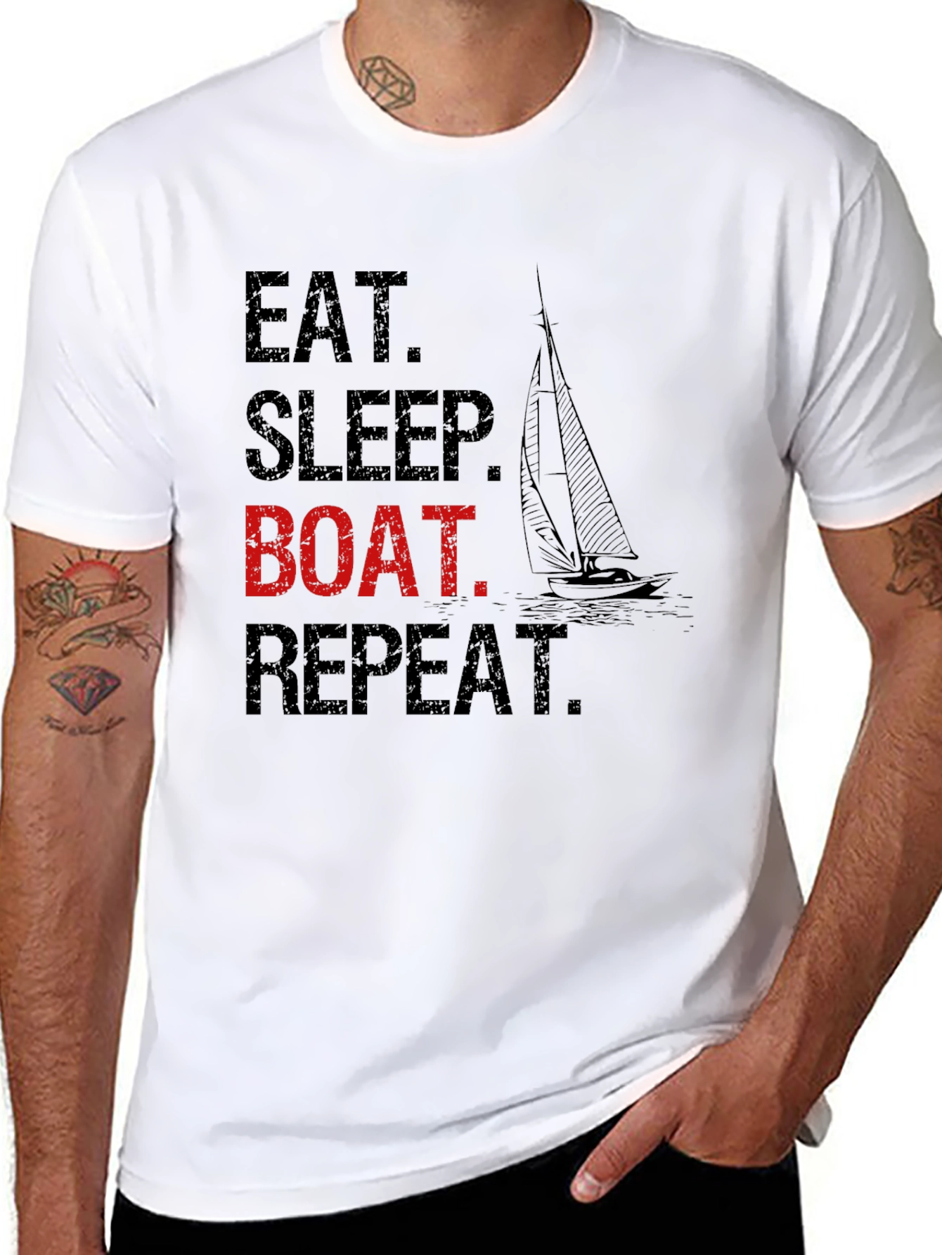 Eat Sleep Boat Repeat T-Shirt - Boating Lifestyle Tee
