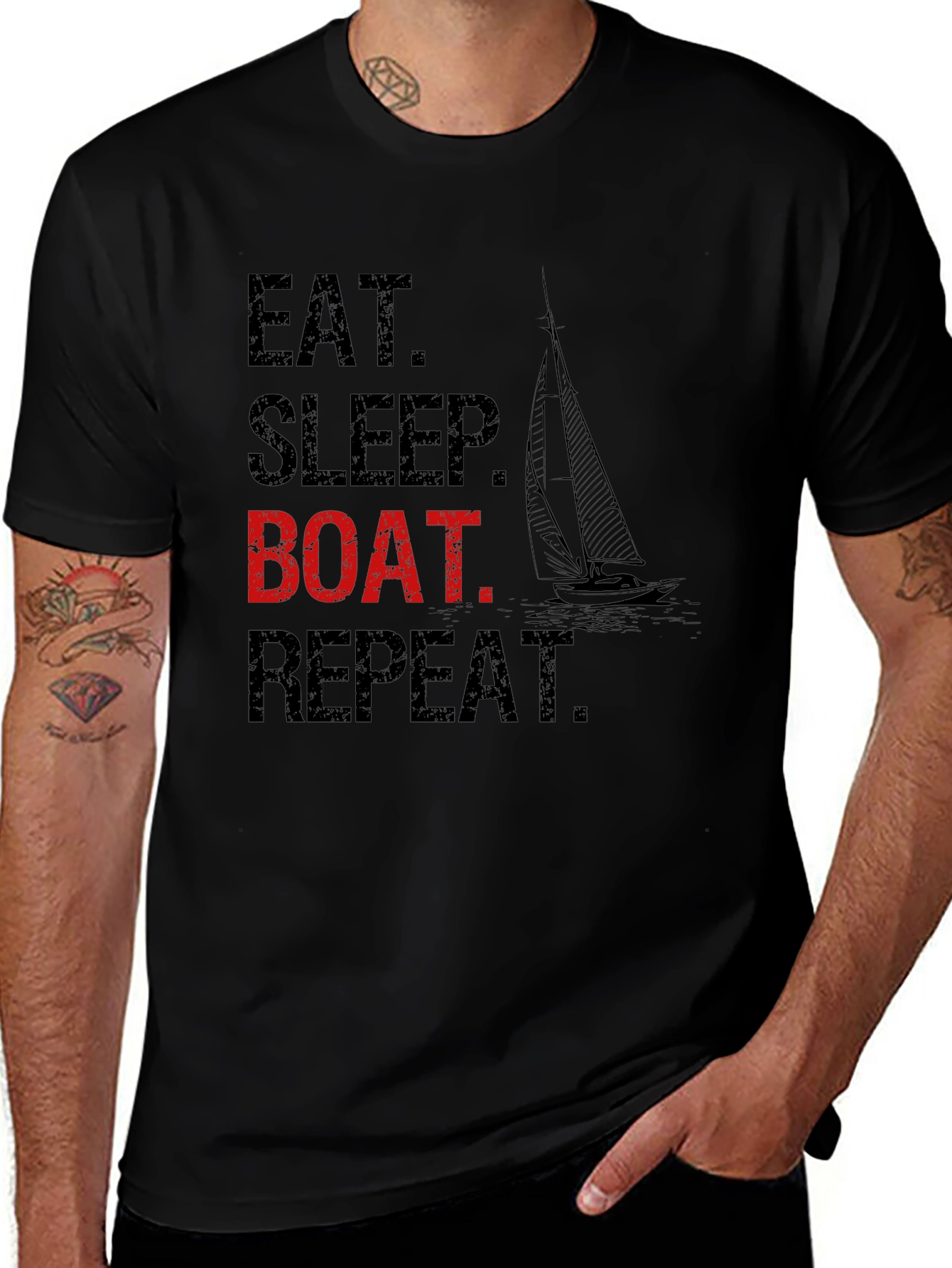 Eat Sleep Boat Repeat T-Shirt - Boating Lifestyle Tee