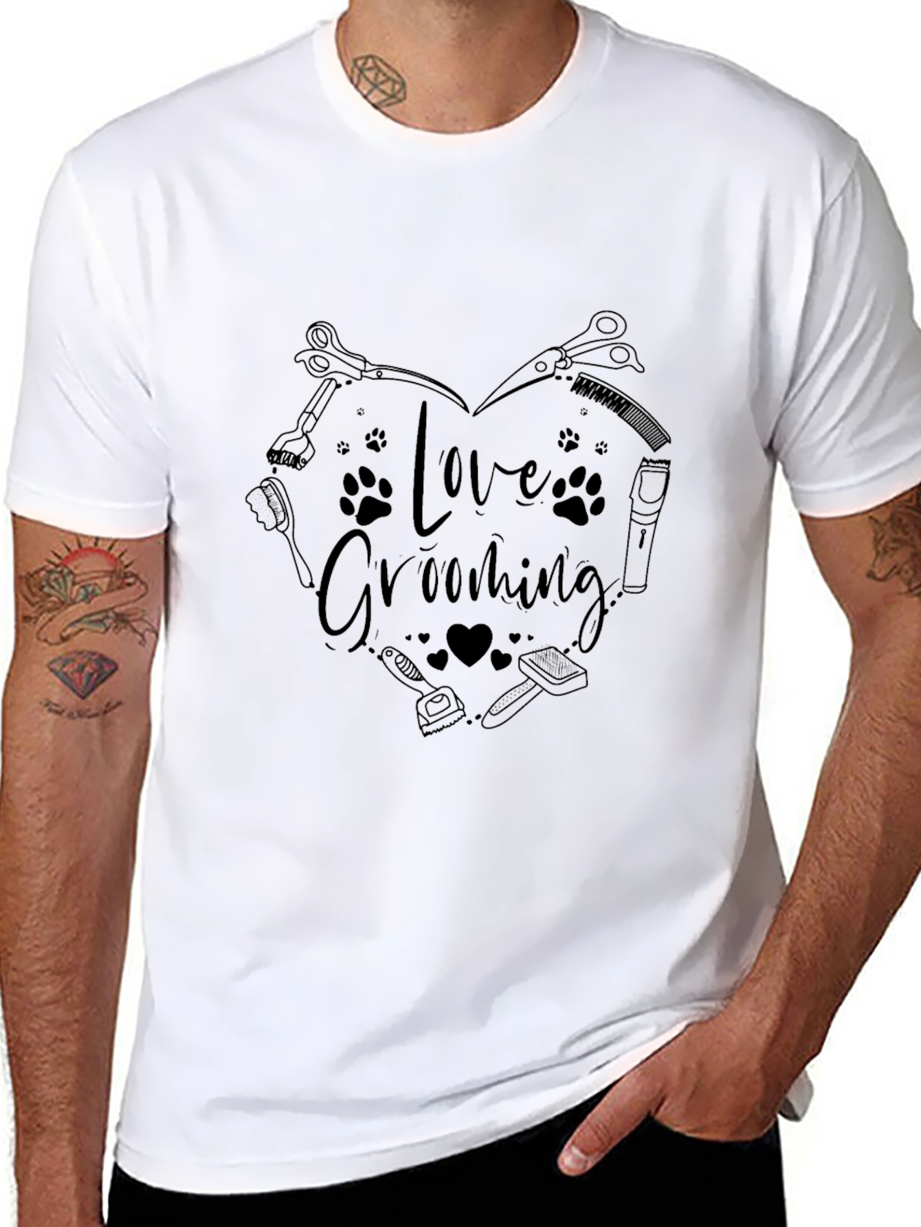 Love Grooming Graphic Tee - Stylish Pet Groomer Shirt