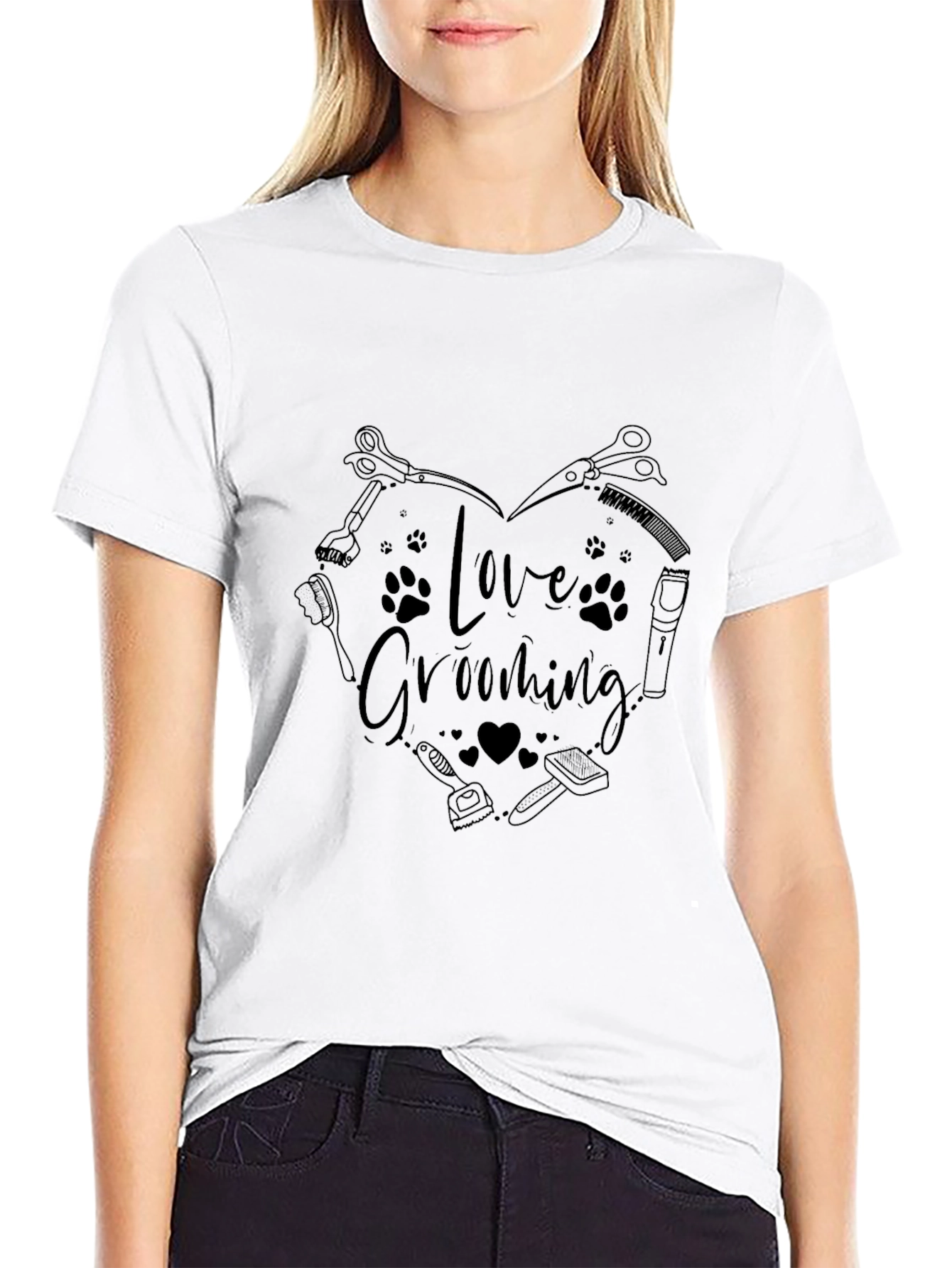 Love Grooming Graphic Tee - Stylish Pet Groomer Shirt