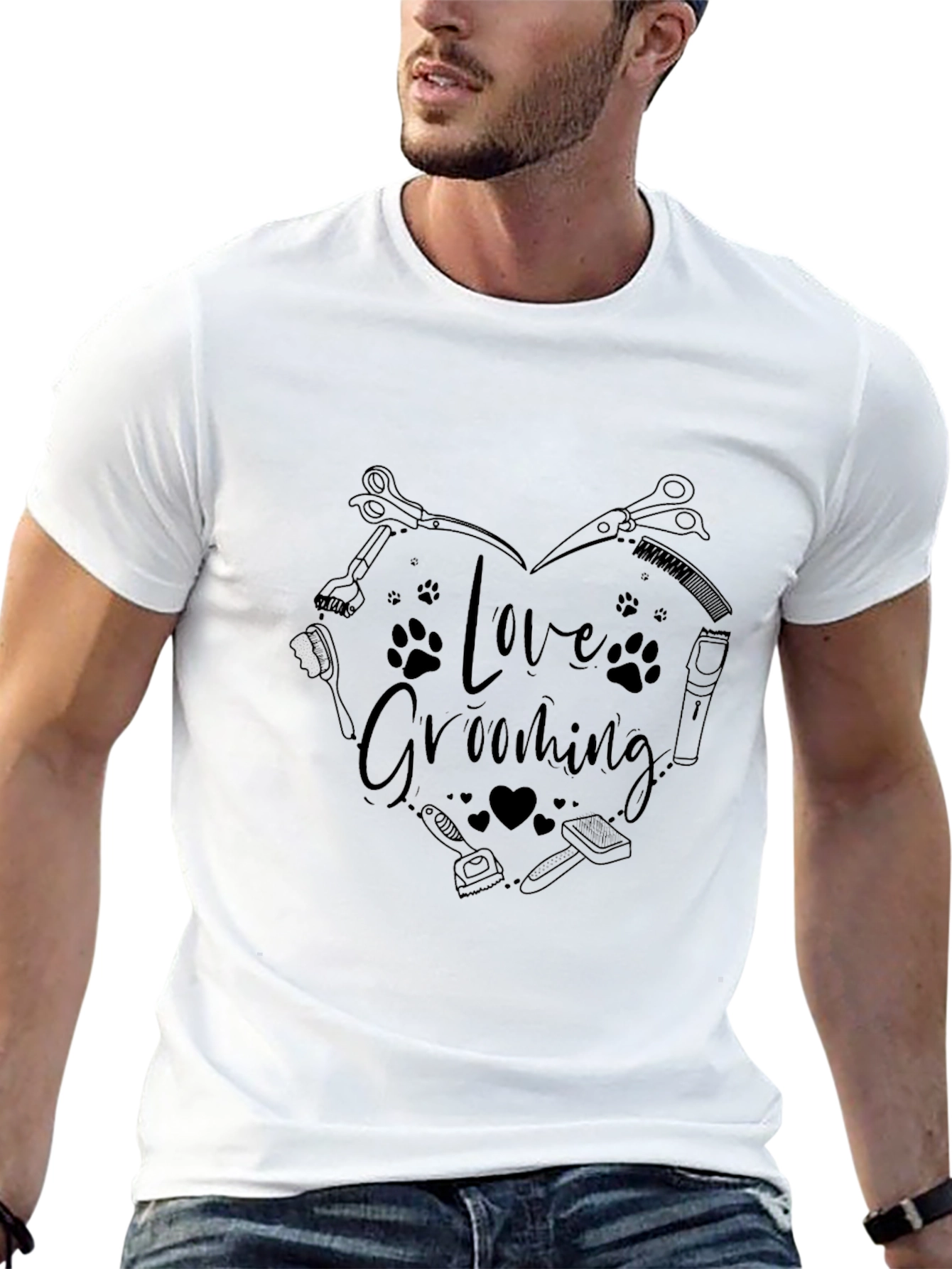 Love Grooming Graphic Tee - Stylish Pet Groomer Shirt