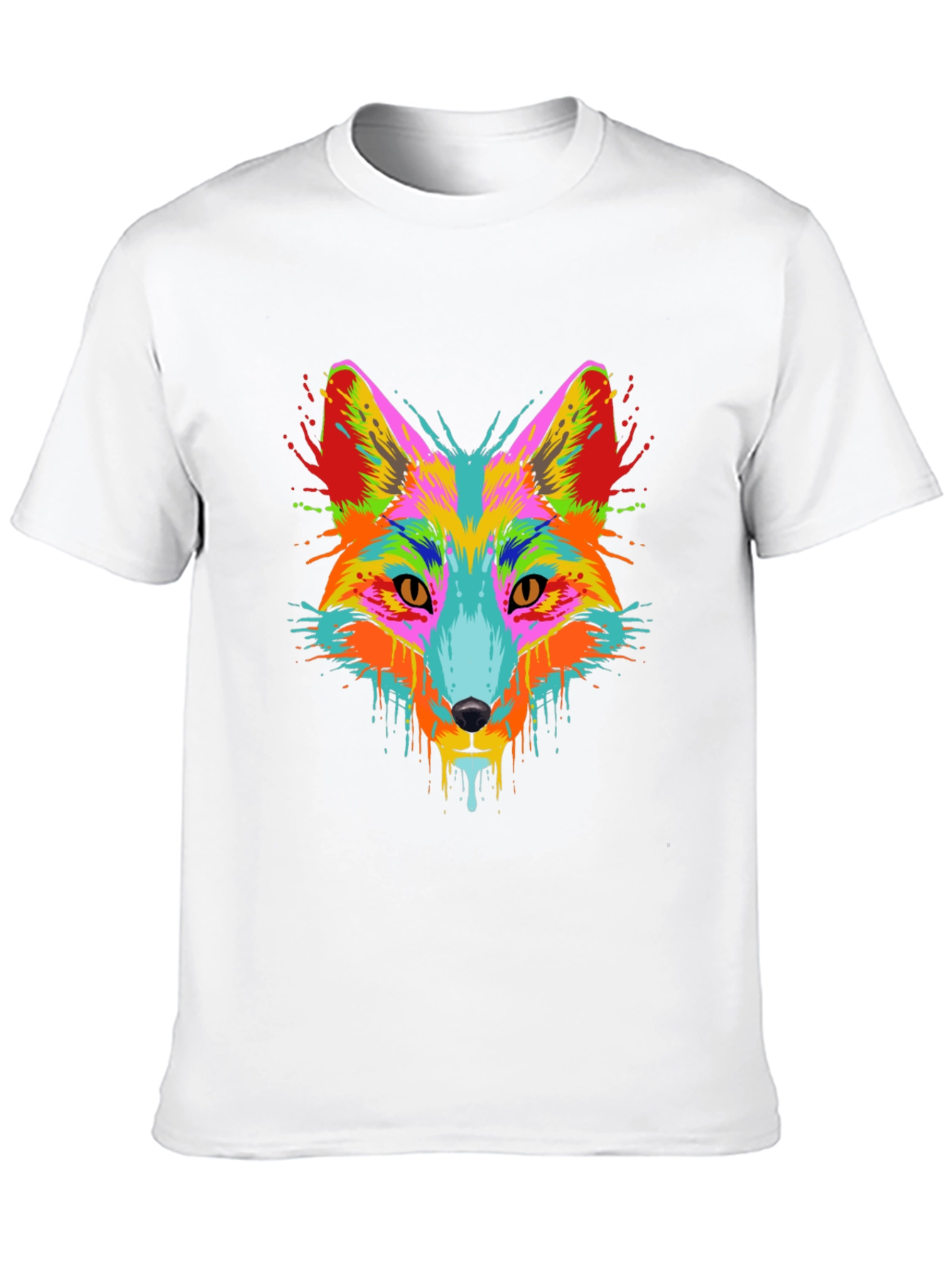 Vibrant Fox Graphic Tee - Mens Black T-Shirt