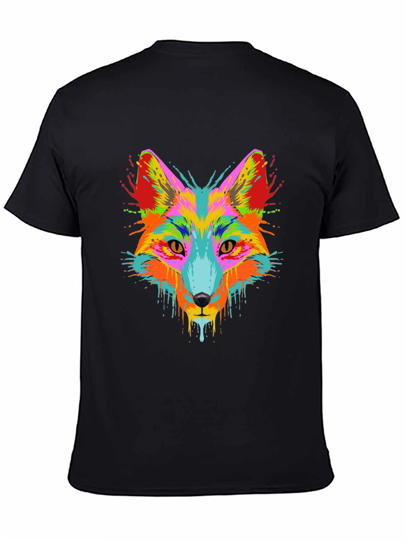 Vibrant Fox Graphic Tee - Mens Black T-Shirt