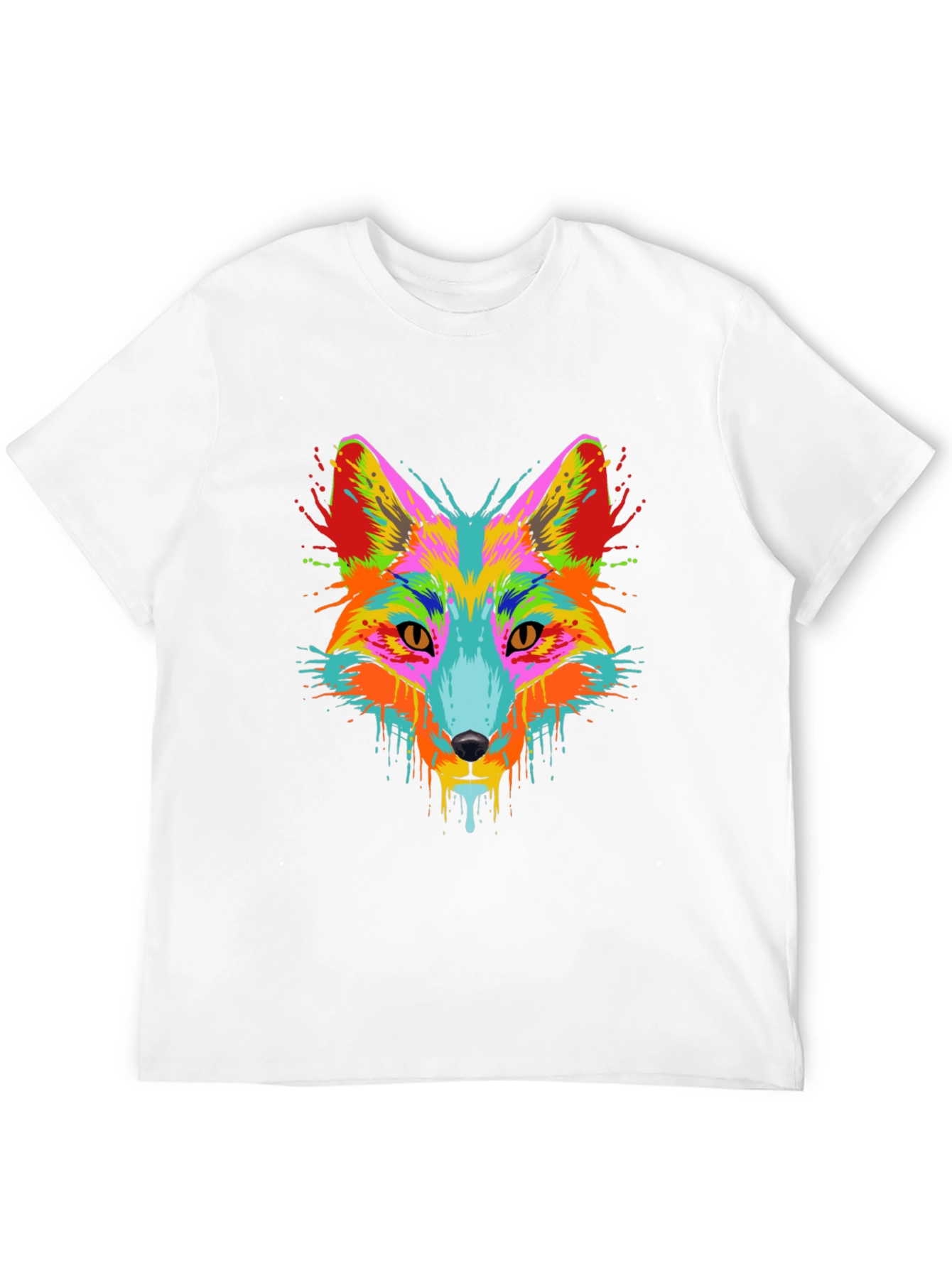 Vibrant Fox Graphic Tee - Mens Black T-Shirt