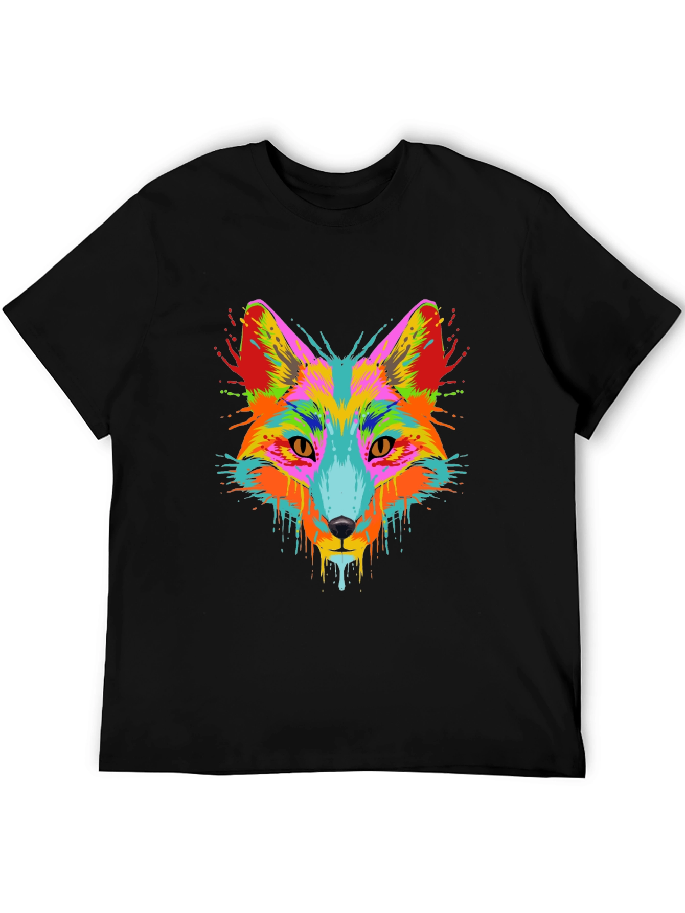 Vibrant Fox Graphic Tee - Mens Black T-Shirt