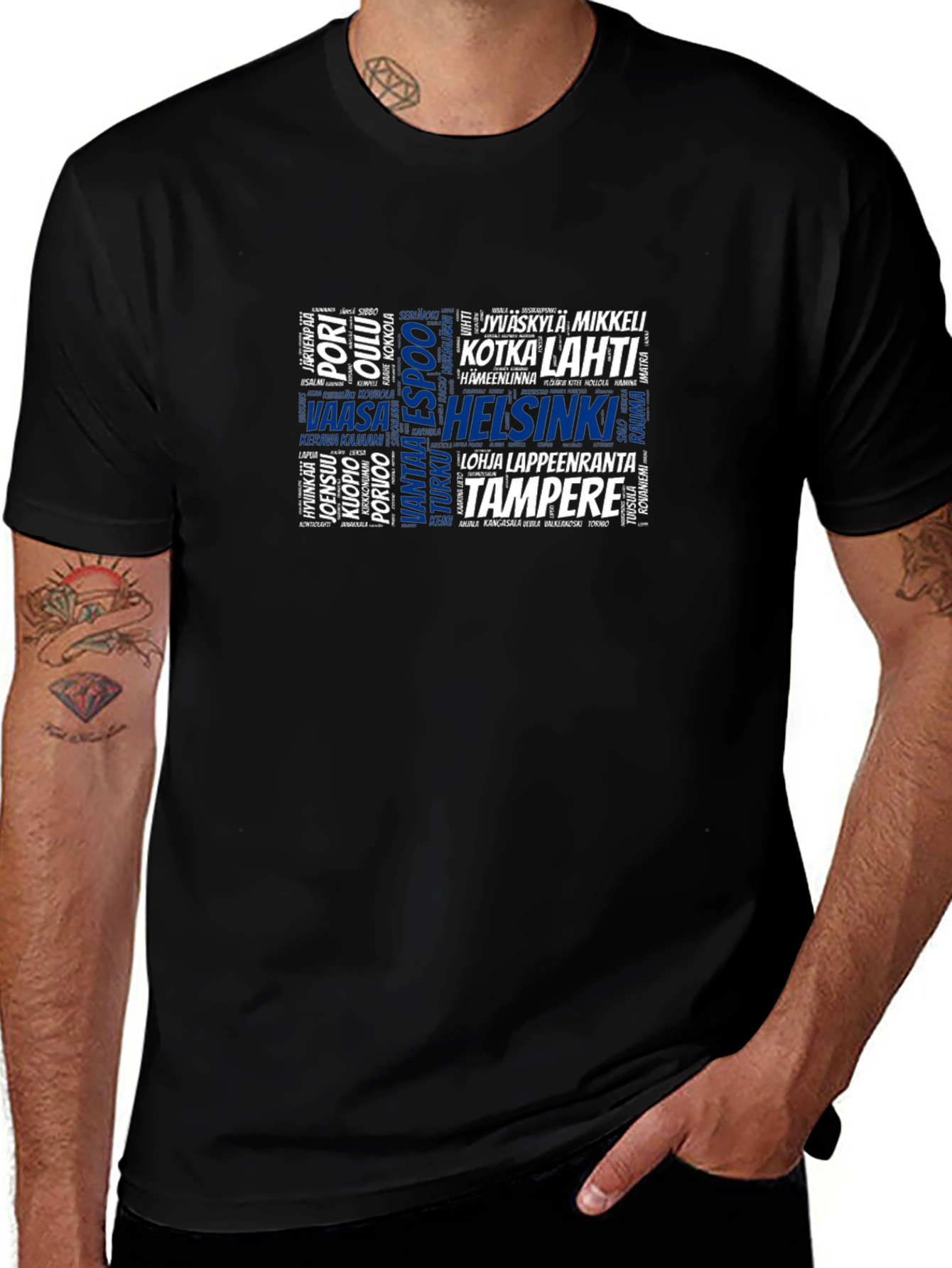 Finnish Cities Word Cloud T-Shirt