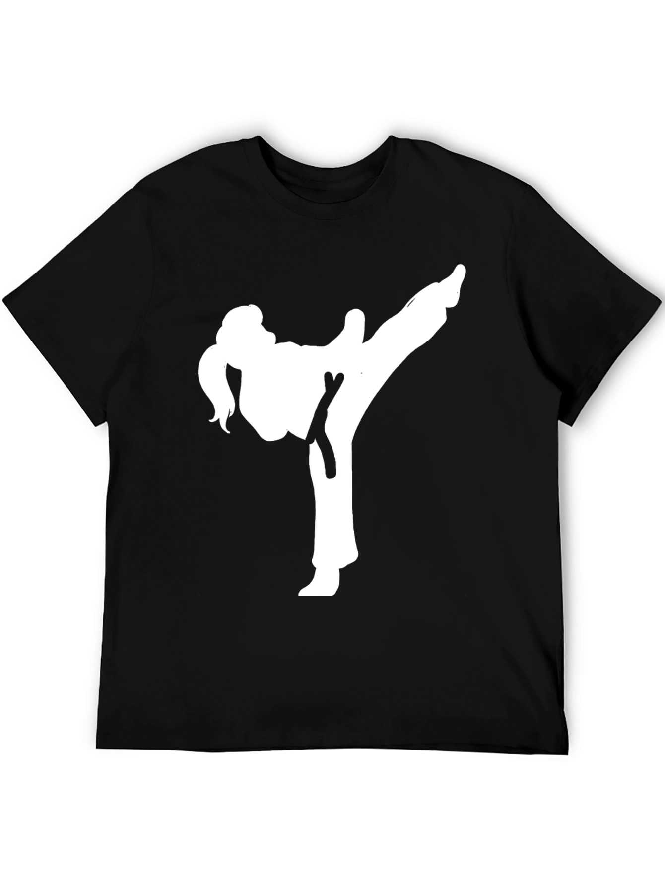Karate Kick Graphic Tee - Black Cotton