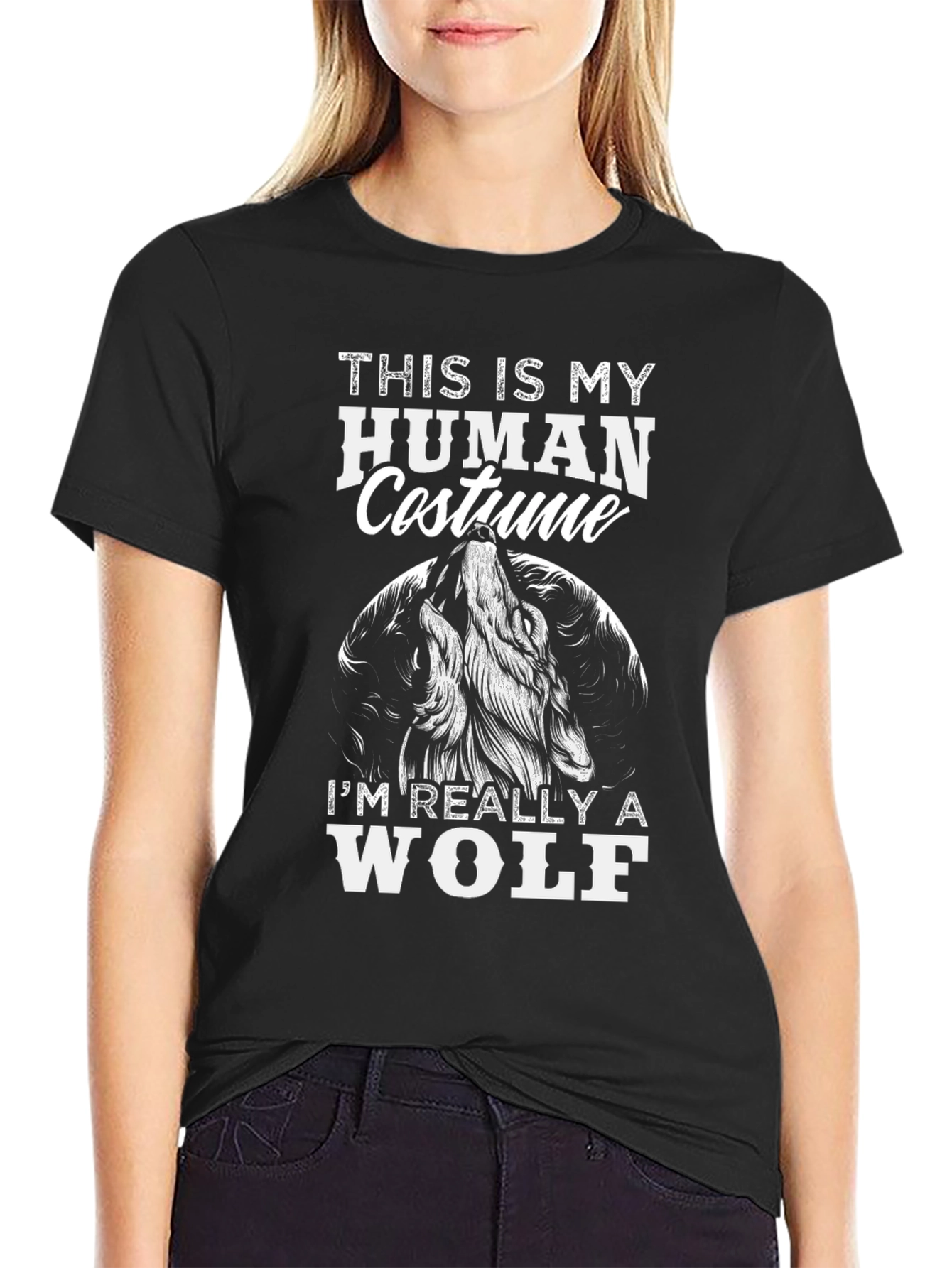 Human Costume Wolf T-Shirt - Funny Halloween Tee