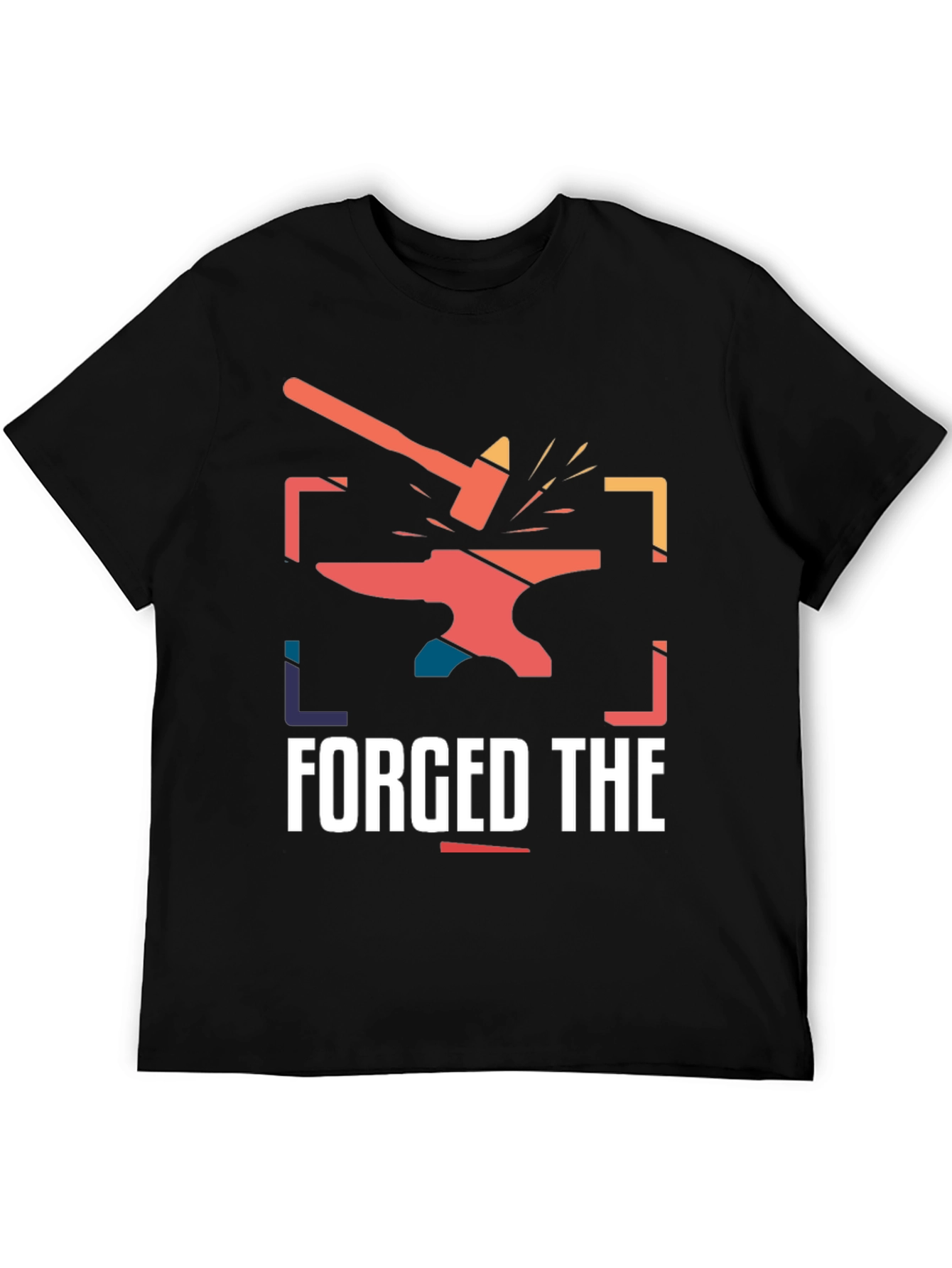 Forged The Hammer Anvil Retro Black T-Shirt