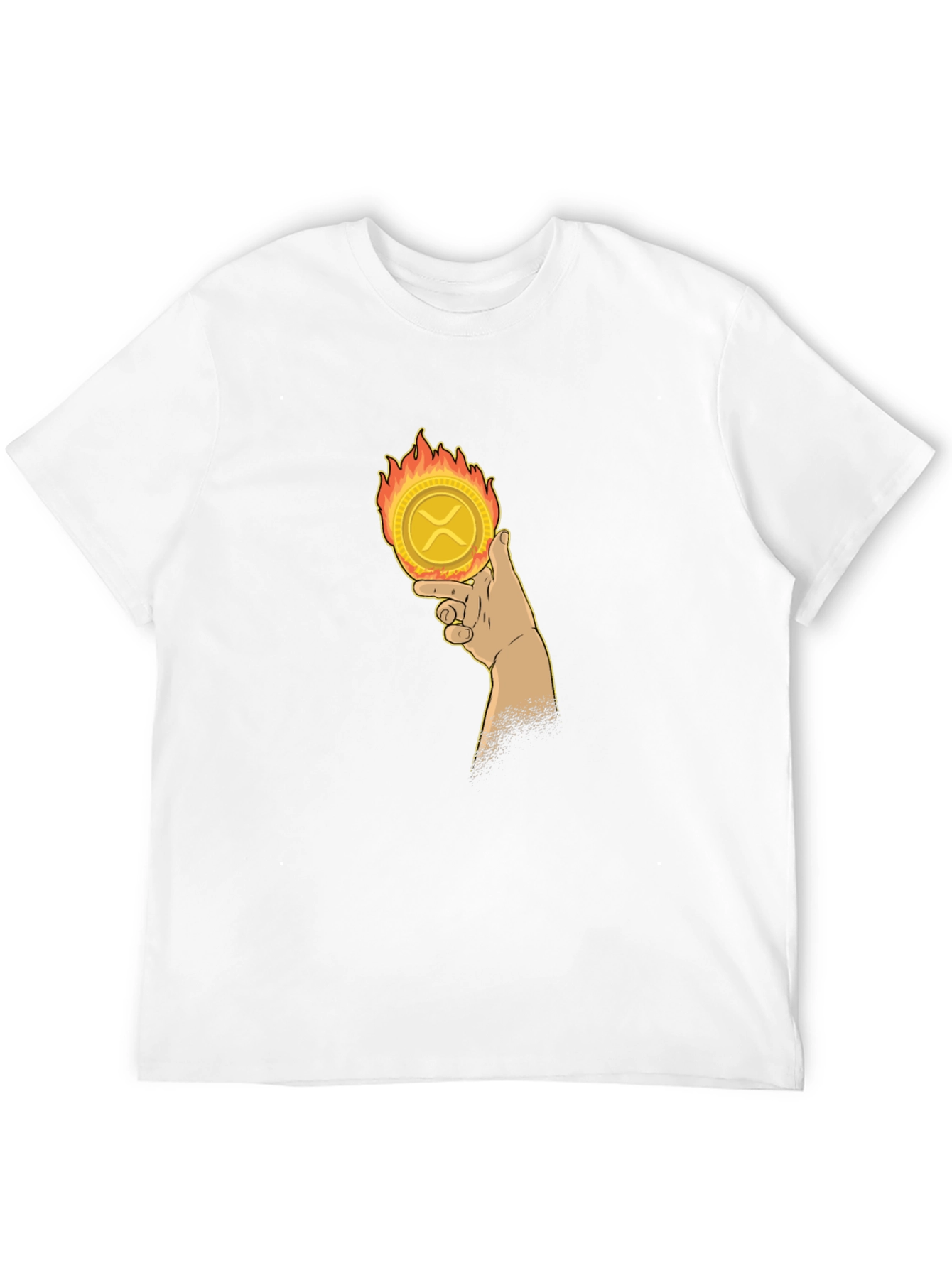 Fiery Crypto Tee: Ripple XRP in Hand T-Shirt