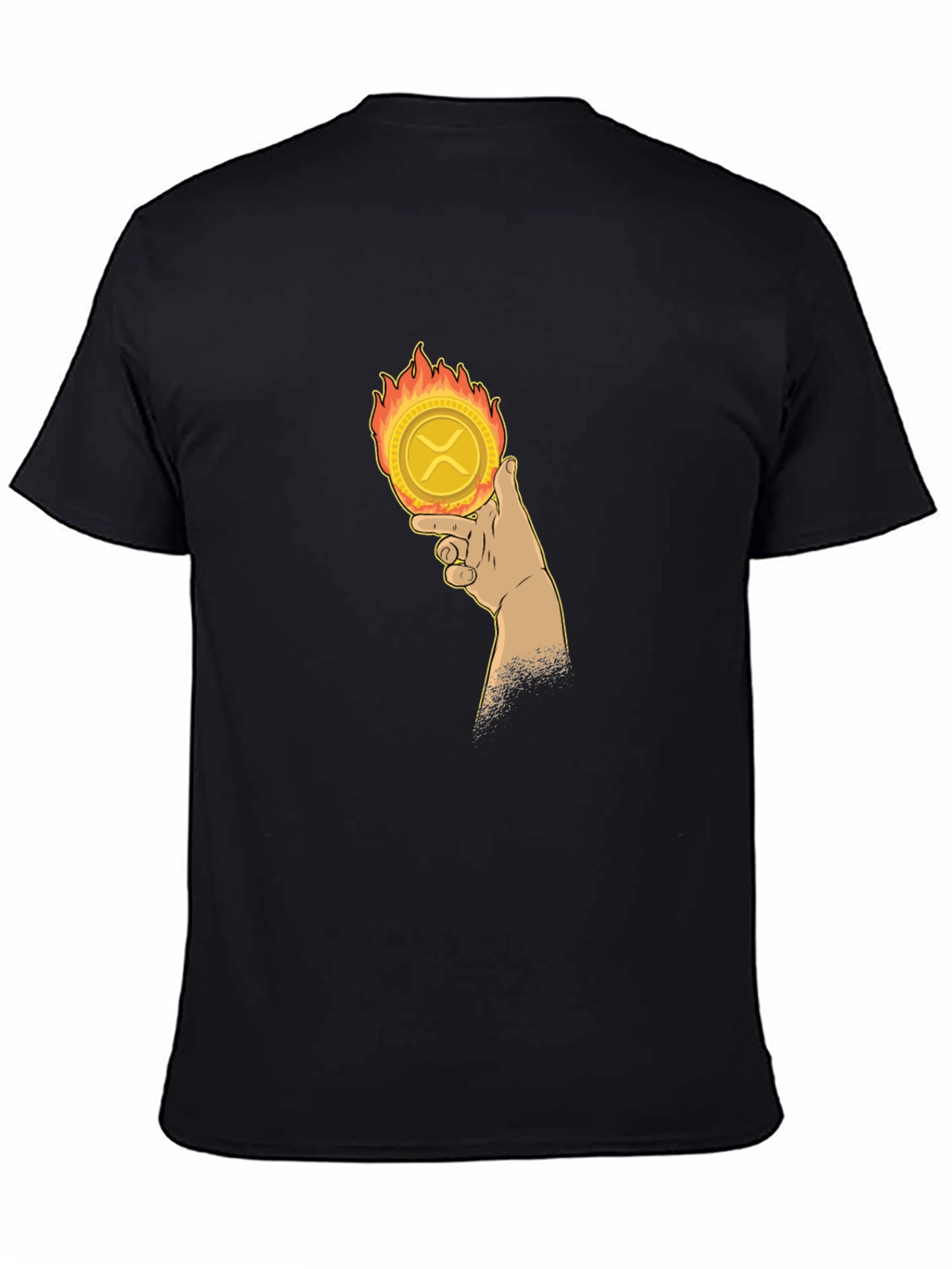Fiery Crypto Tee: Ripple XRP in Hand T-Shirt