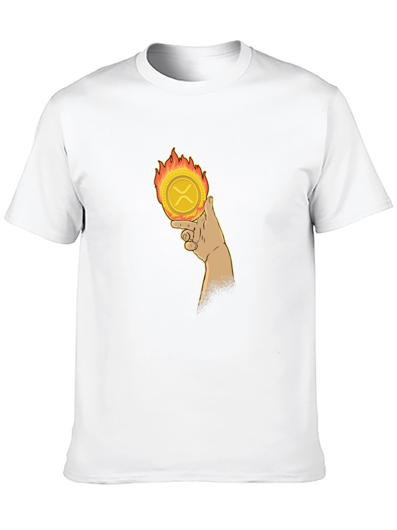 Fiery Crypto Tee: Ripple XRP in Hand T-Shirt