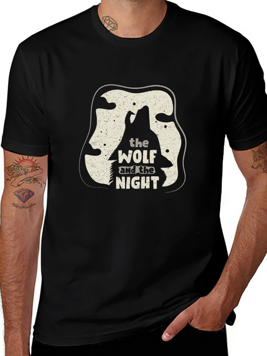 Wolf and the Night Graphic Tee - Trendy Black T-Shirt