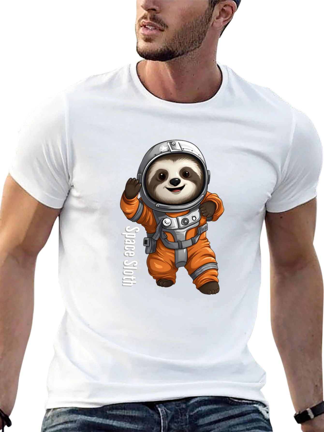 Space Sloth Graphic Tee - Funny Astronaut Design