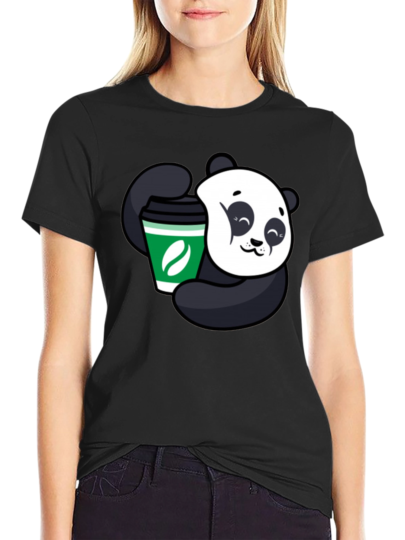 Panda Coffee Lover Black T-Shirt