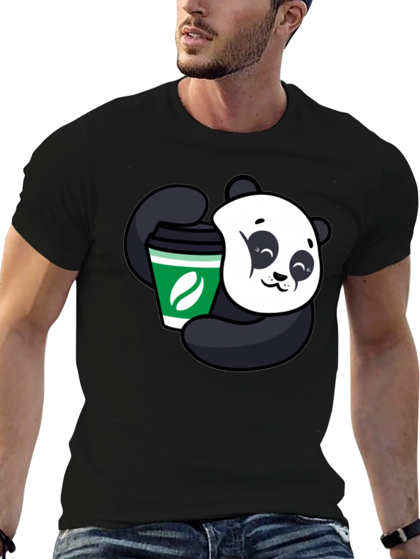 Panda Coffee Lover Black T-Shirt