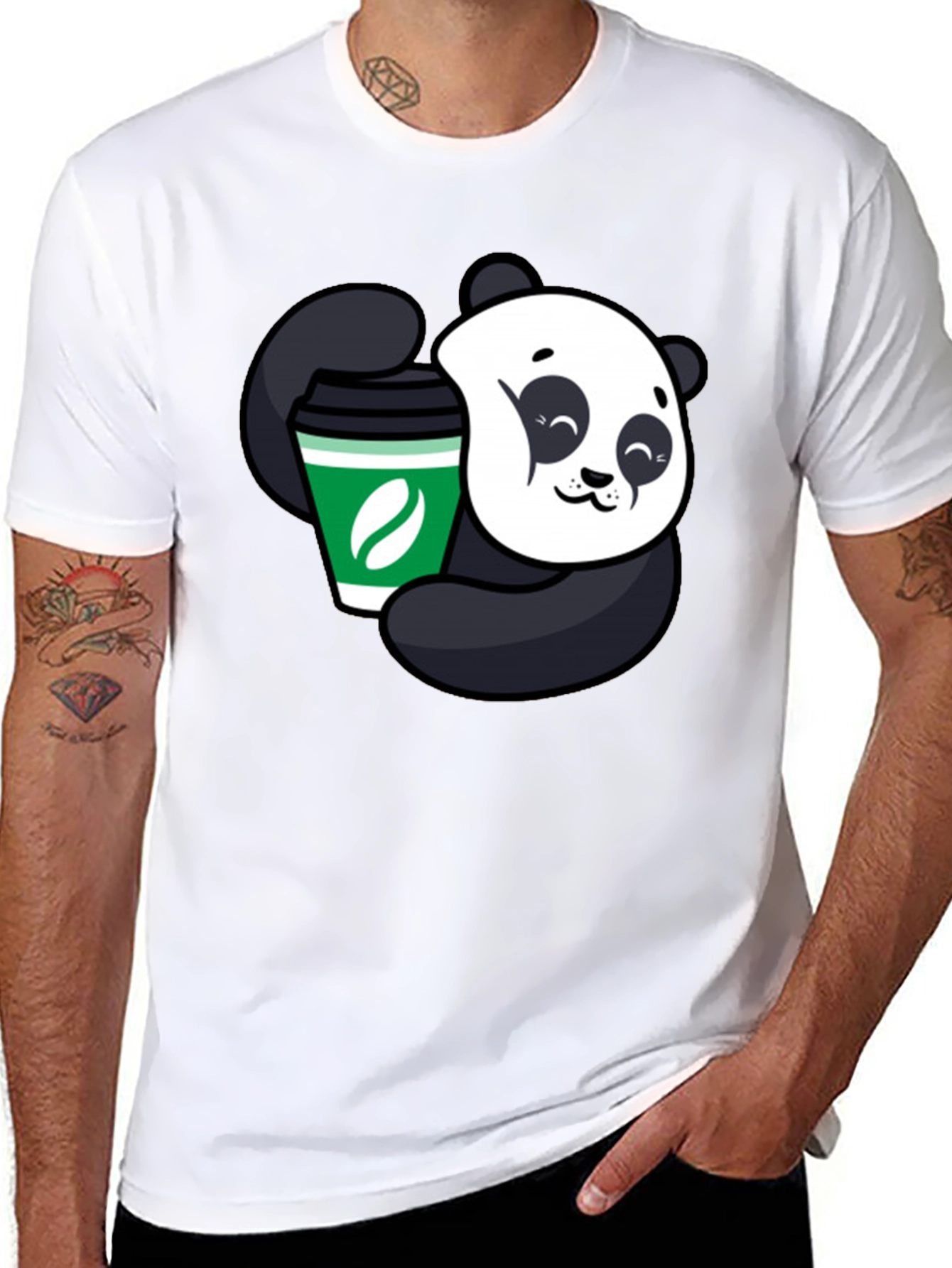 Panda Coffee Lover Black T-Shirt