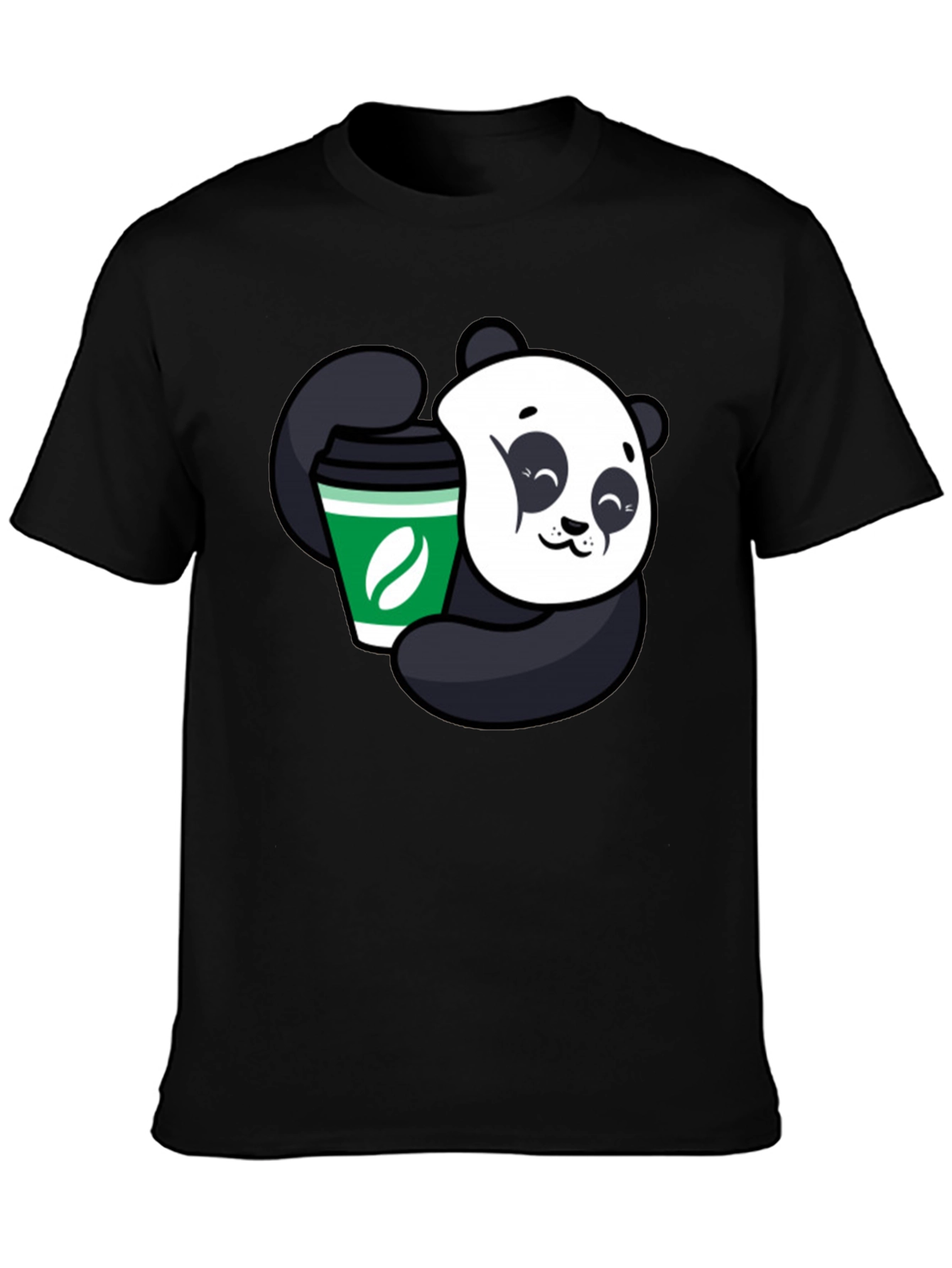 Panda Coffee Lover Black T-Shirt