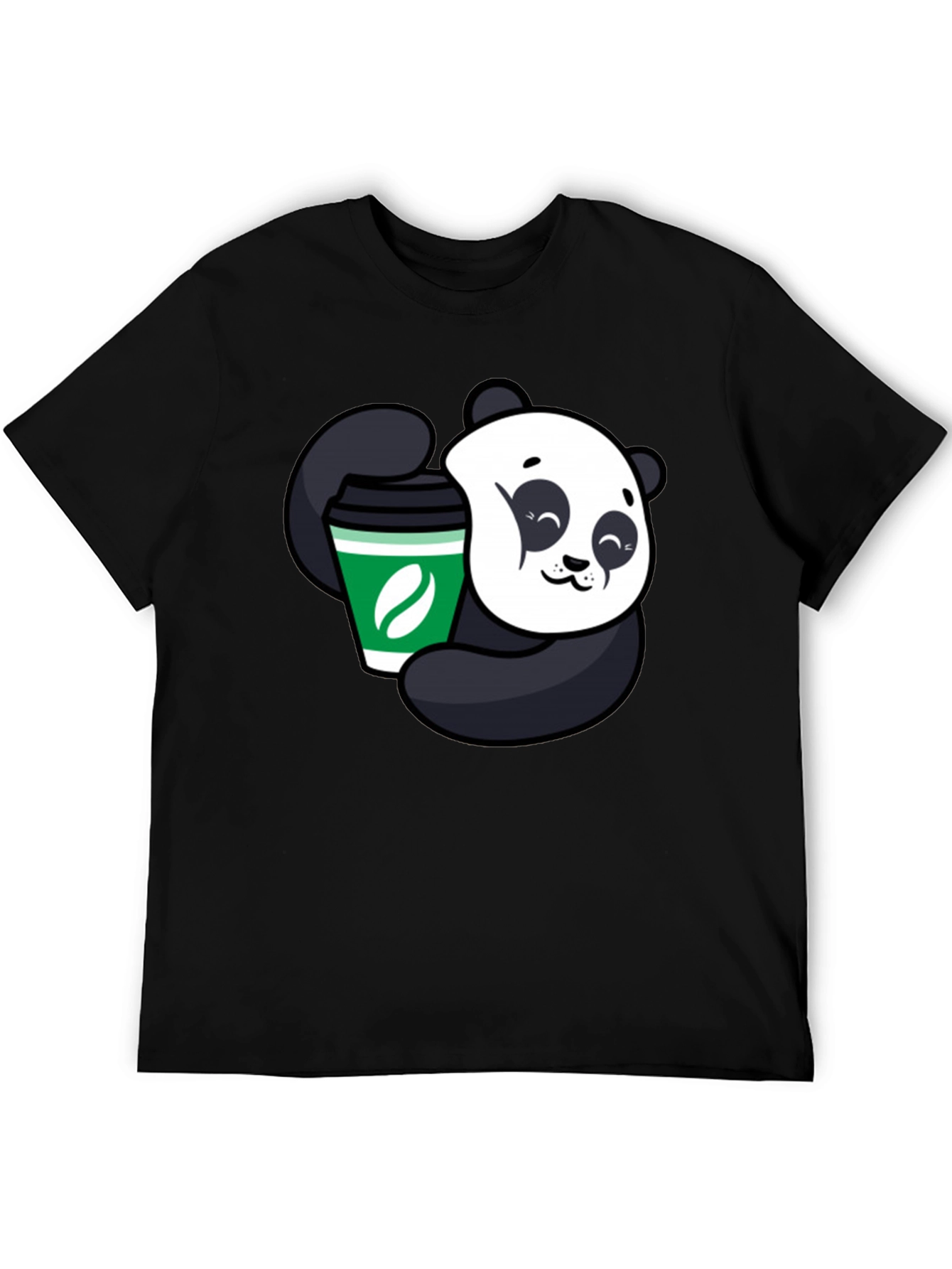 Panda Coffee Lover Black T-Shirt