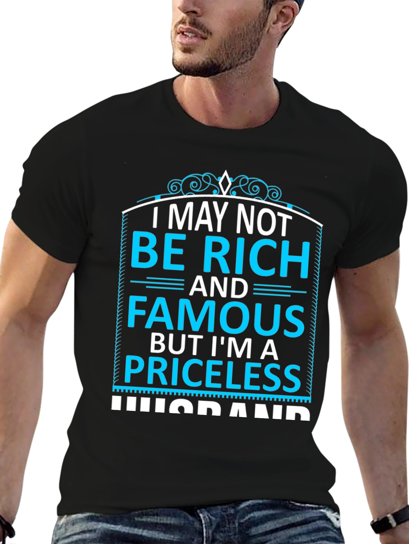 Priceless Husband Black Graphic T-Shirt
