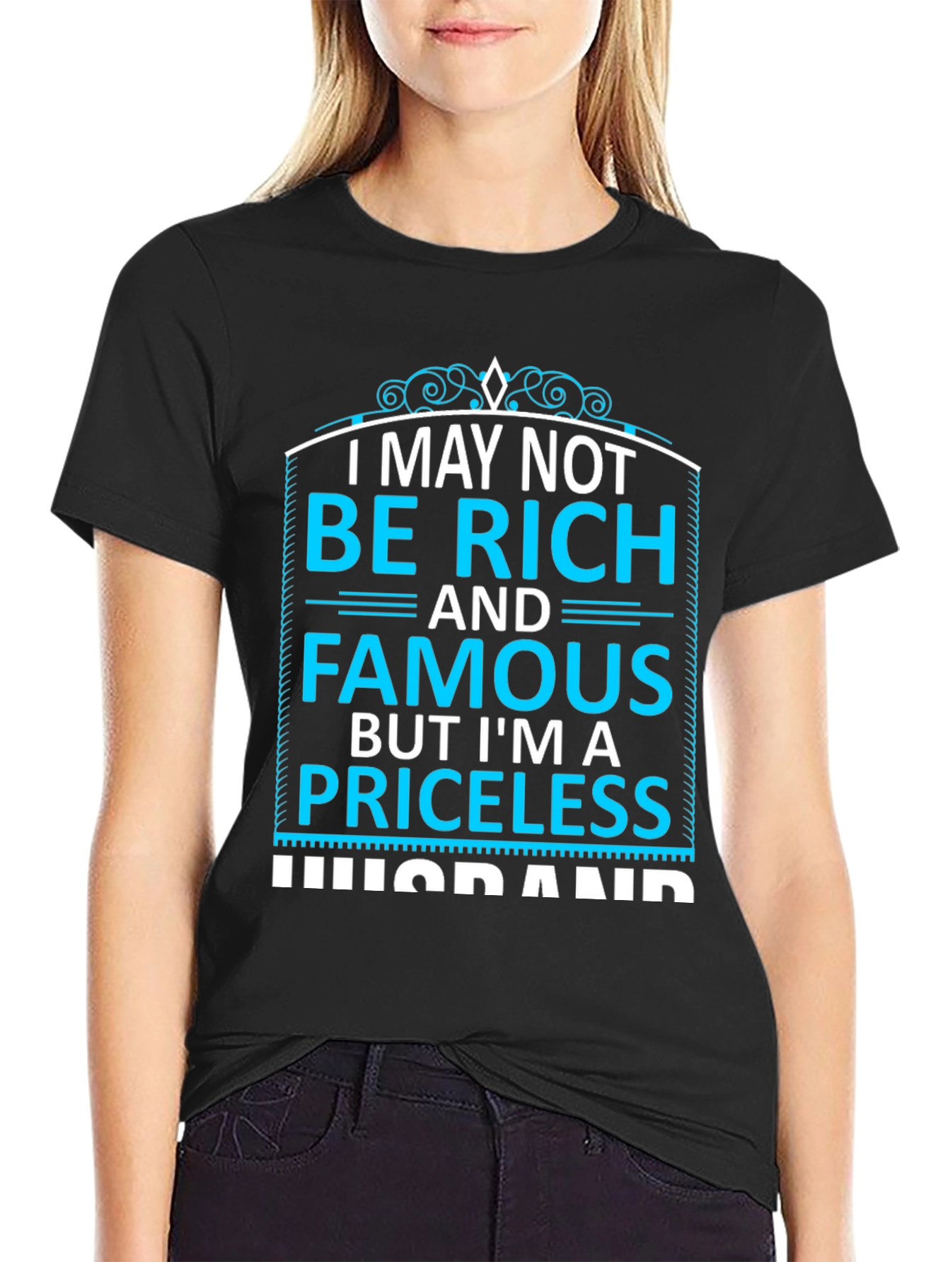 Priceless Husband Black Graphic T-Shirt