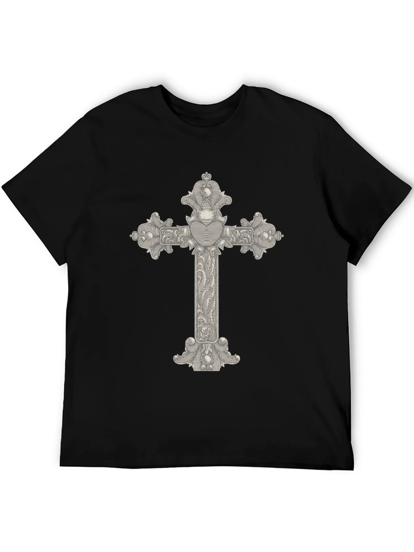Ornate Cross Graphic Tee - Classic Black T-Shirt