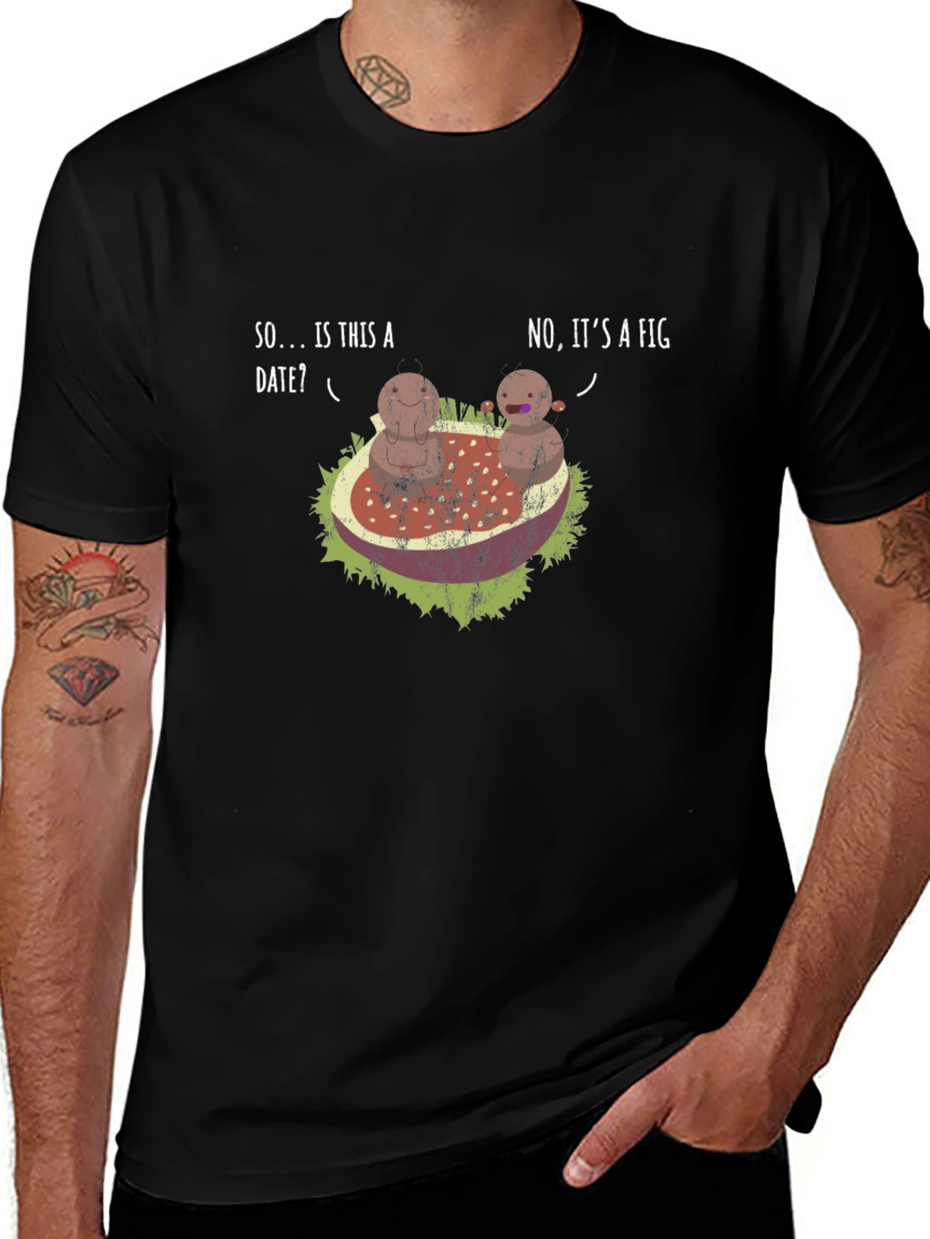 Humorous Date? Fig! Black Graphic T-Shirt
