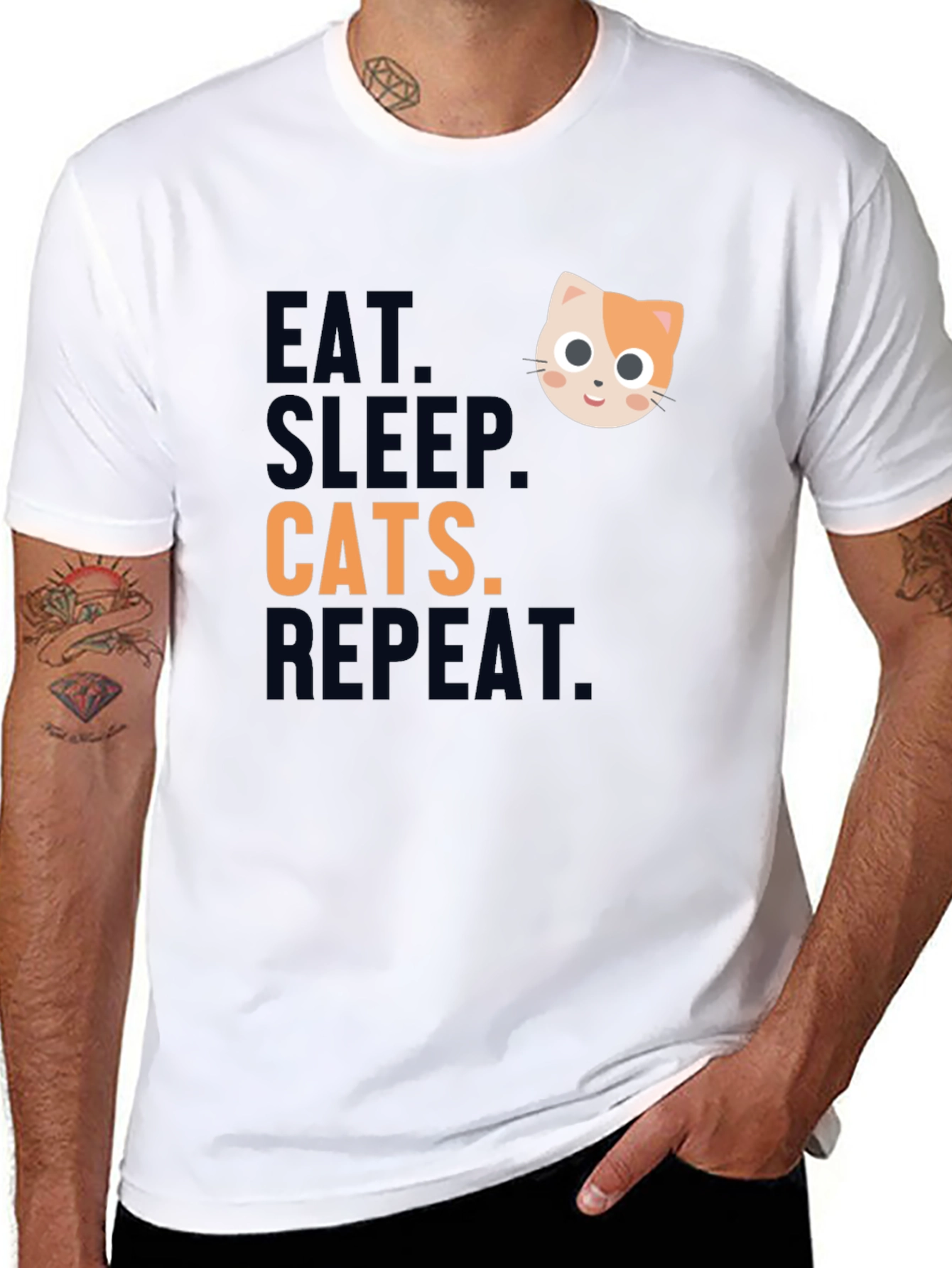 Eat Sleep Cats Repeat T-Shirt - Cat Lover Tee
