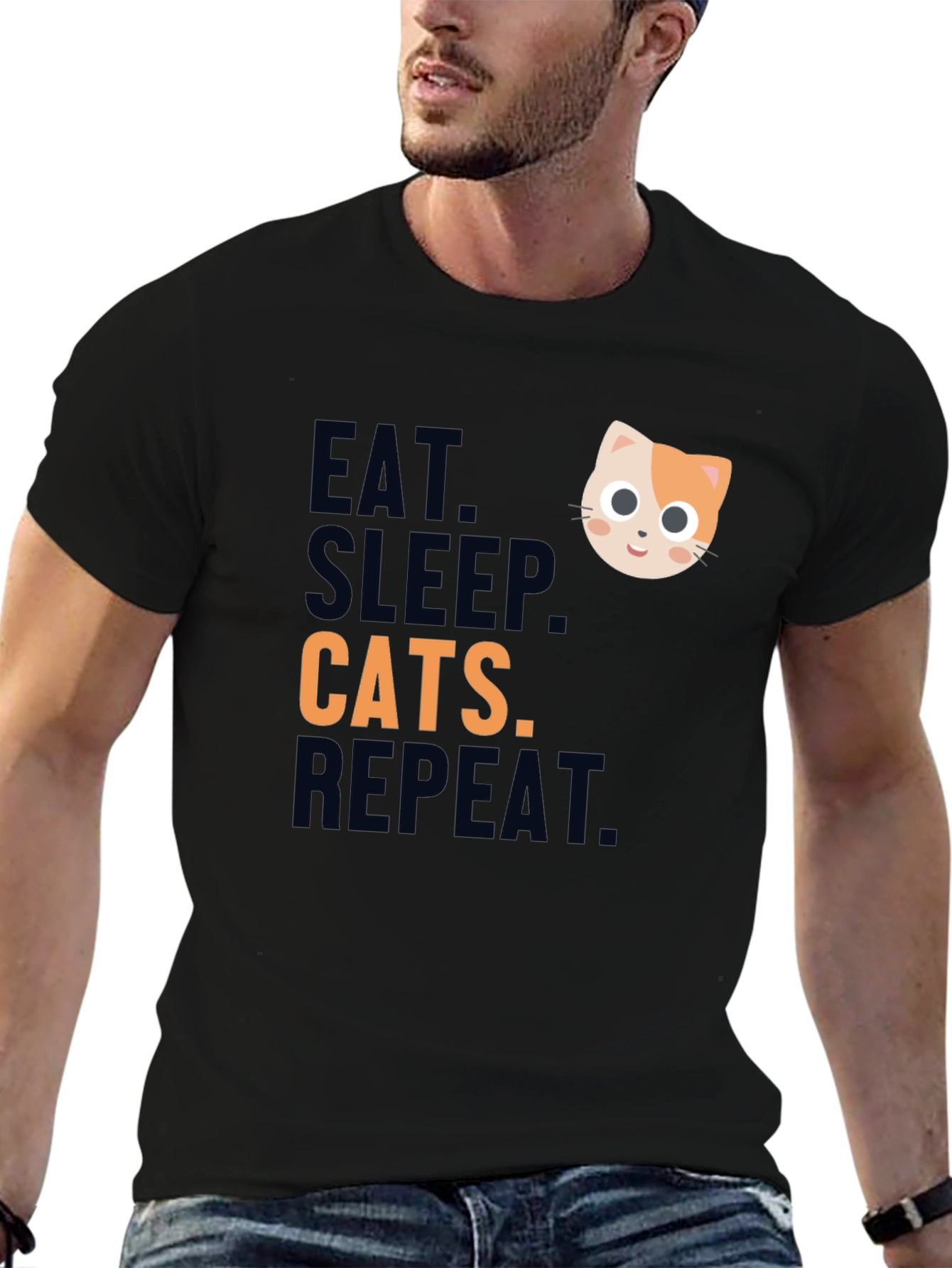 Eat Sleep Cats Repeat T-Shirt - Cat Lover Tee