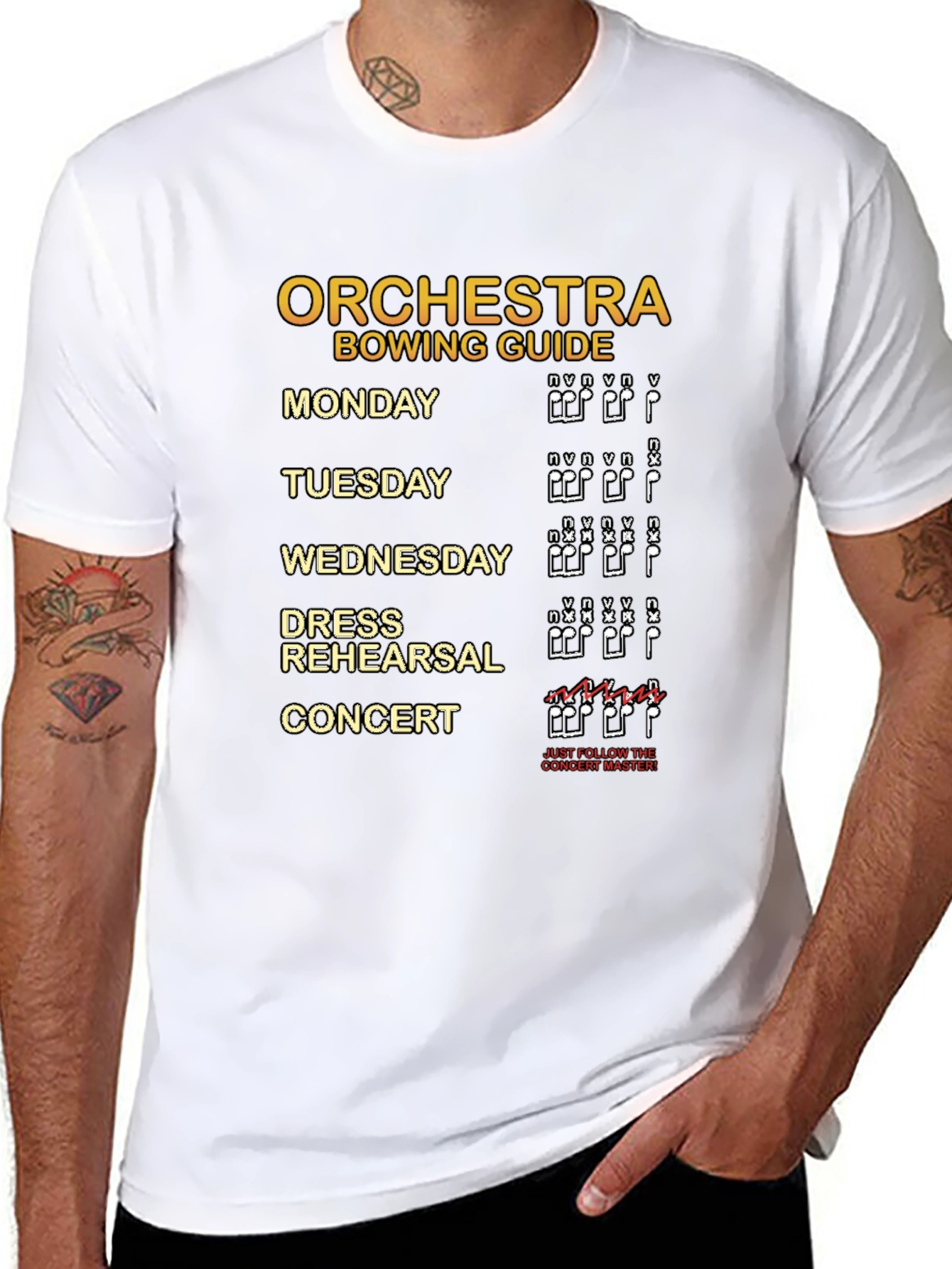 Orchestra Bowing Guide Musician T-Shirt