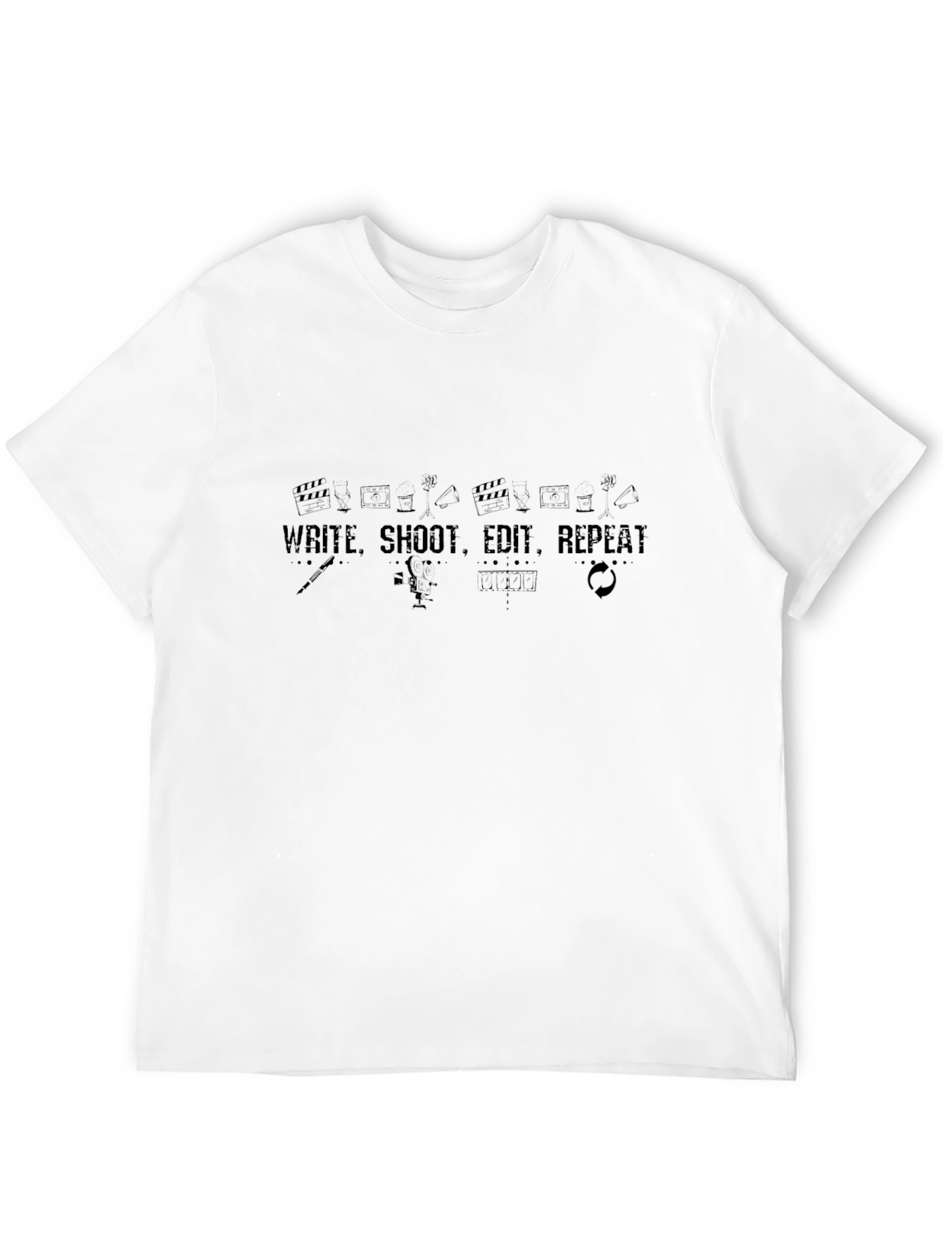 Write Shoot Edit Repeat Black T-Shirt
