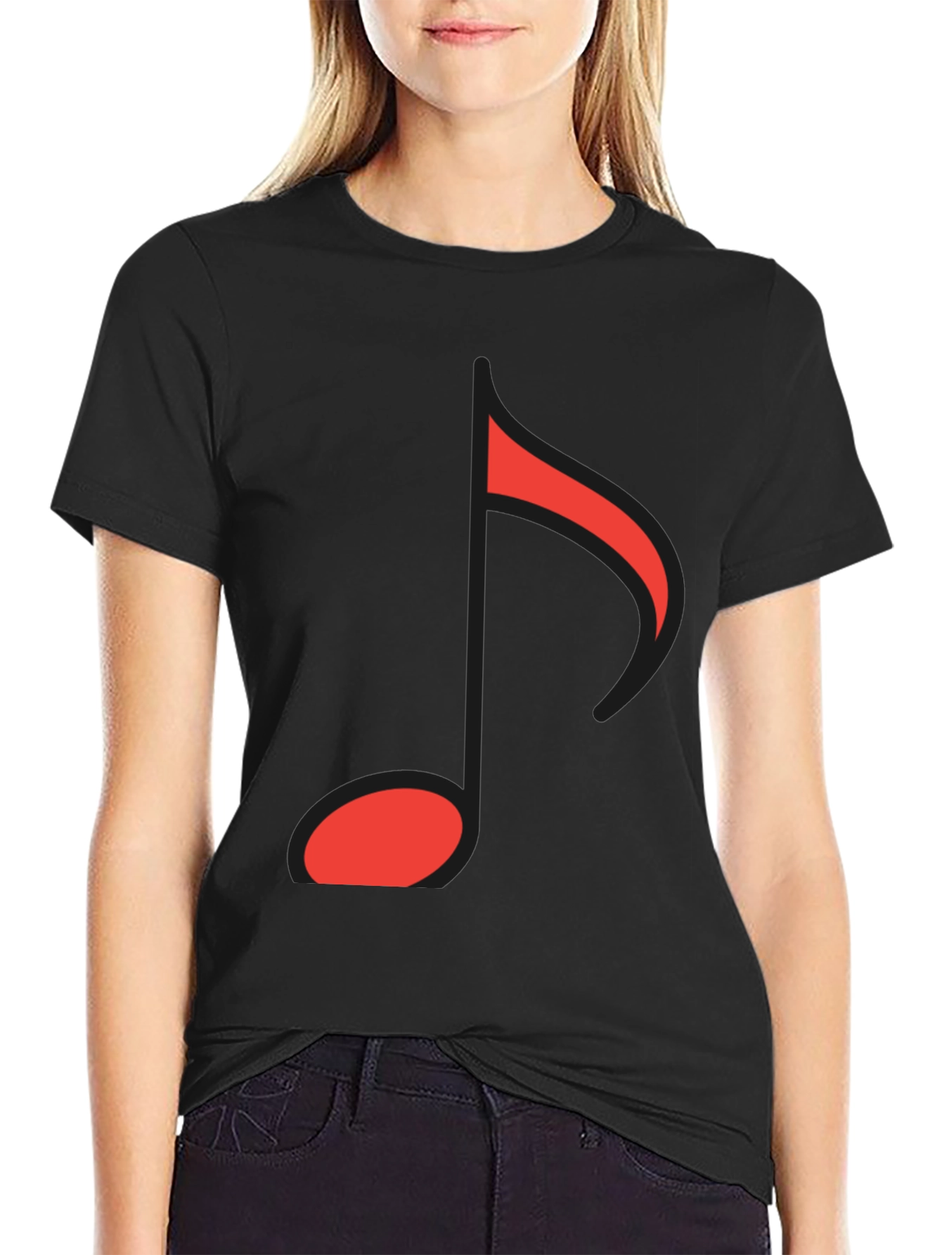 Musical Note Graphic Tee - Black Cotton Comfort