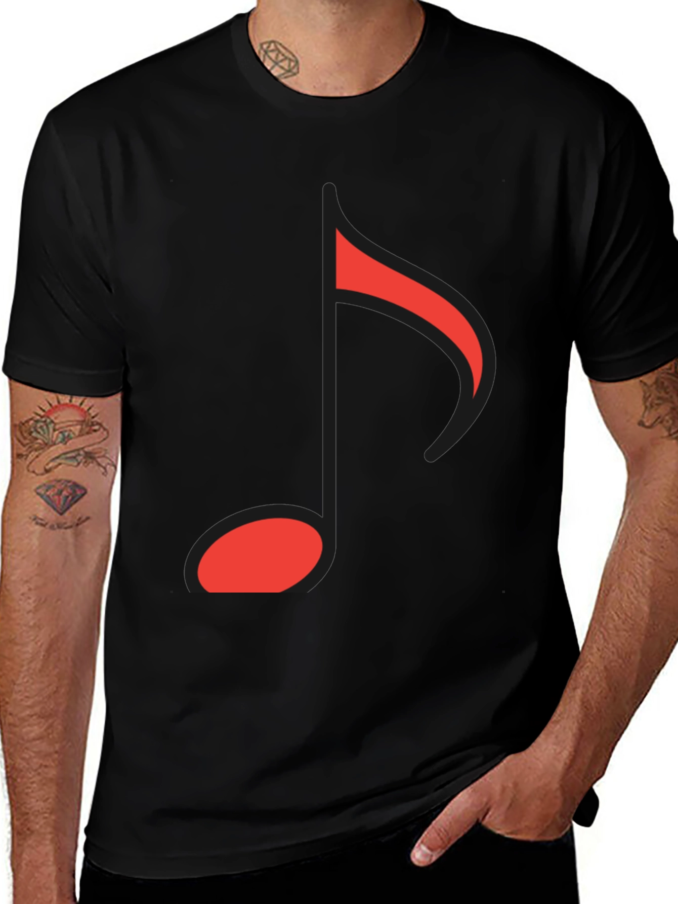 Musical Note Graphic Tee - Black Cotton Comfort