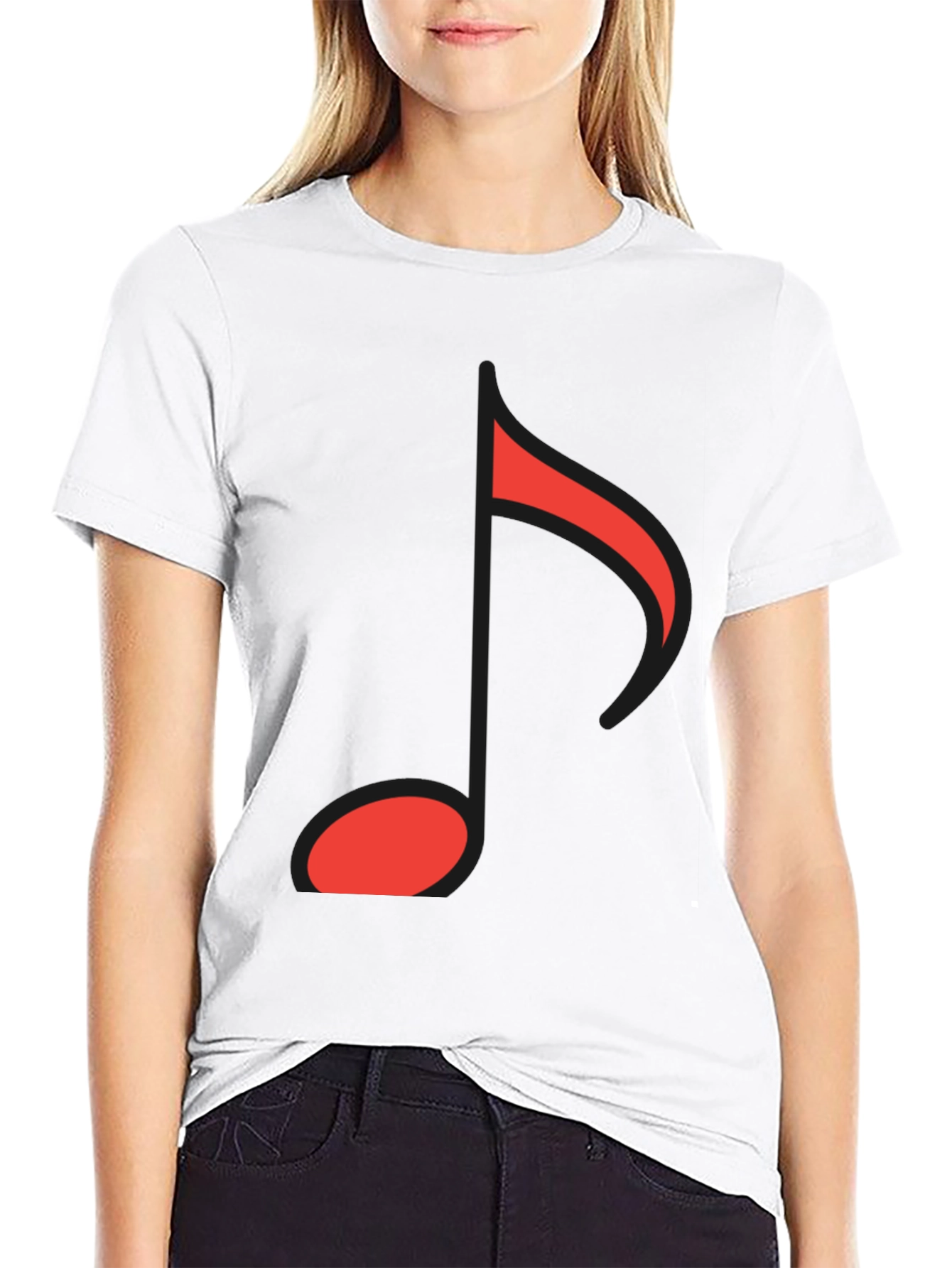 Musical Note Graphic Tee - Black Cotton Comfort