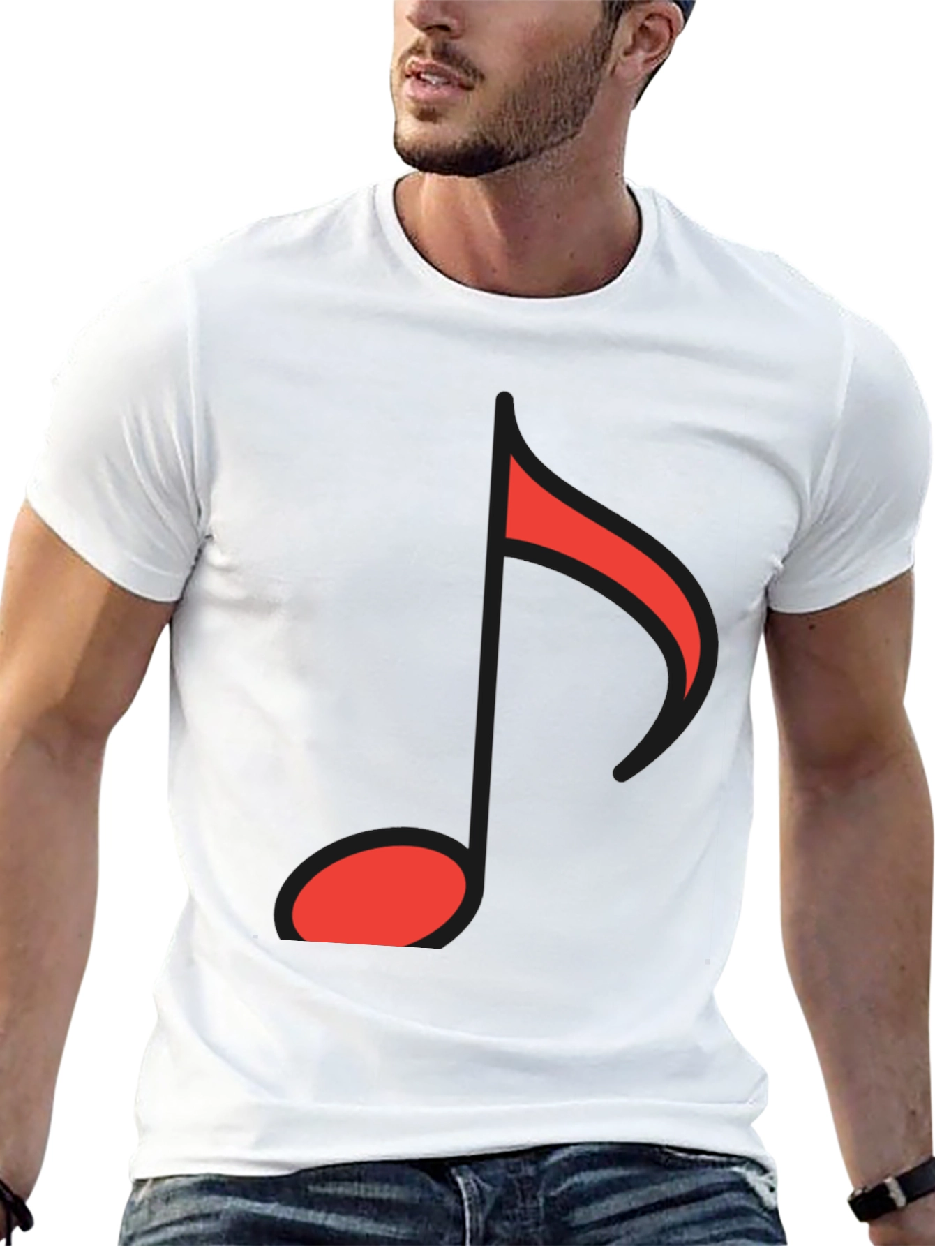 Musical Note Graphic Tee - Black Cotton Comfort