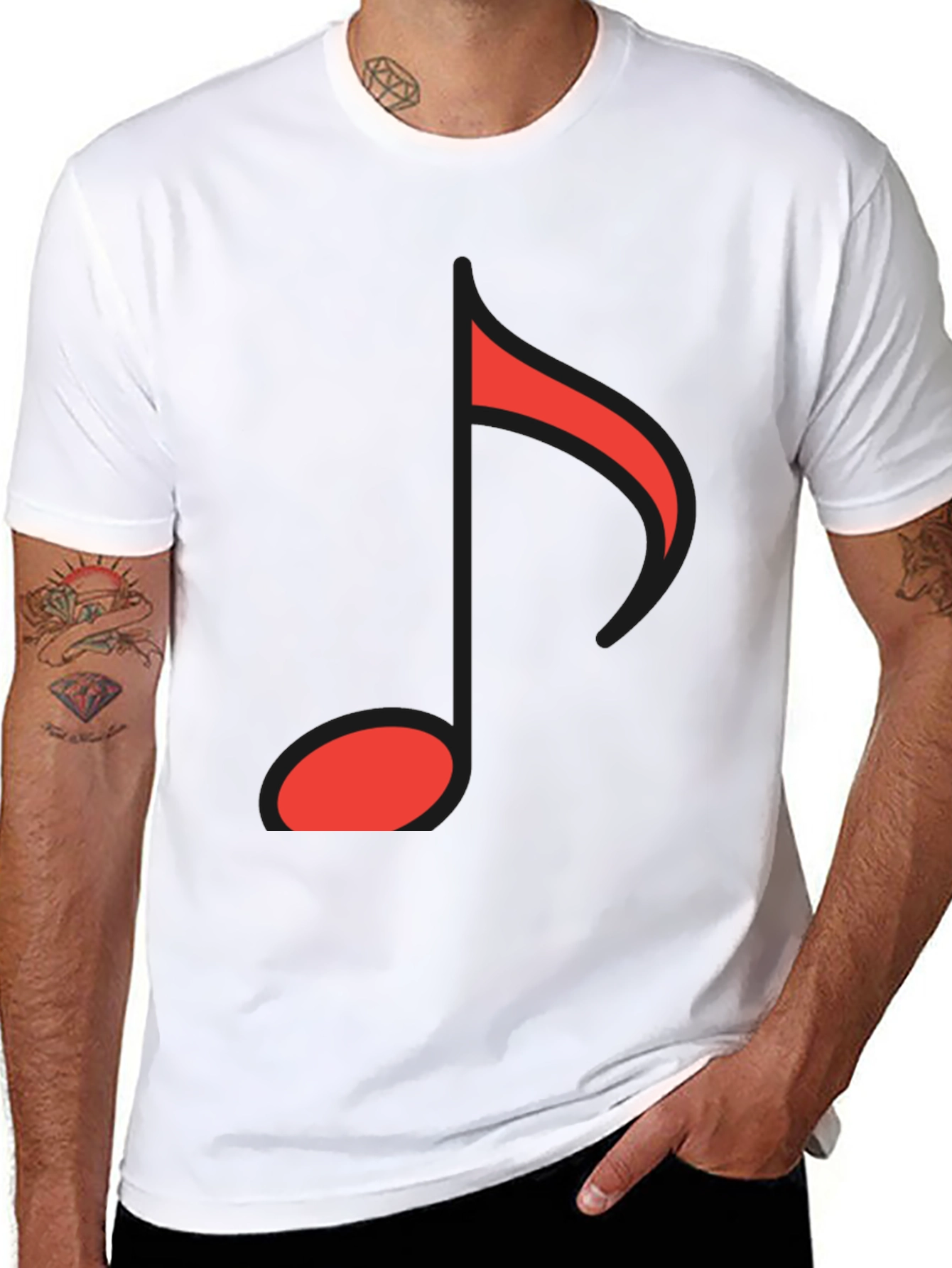 Musical Note Graphic Tee - Black Cotton Comfort