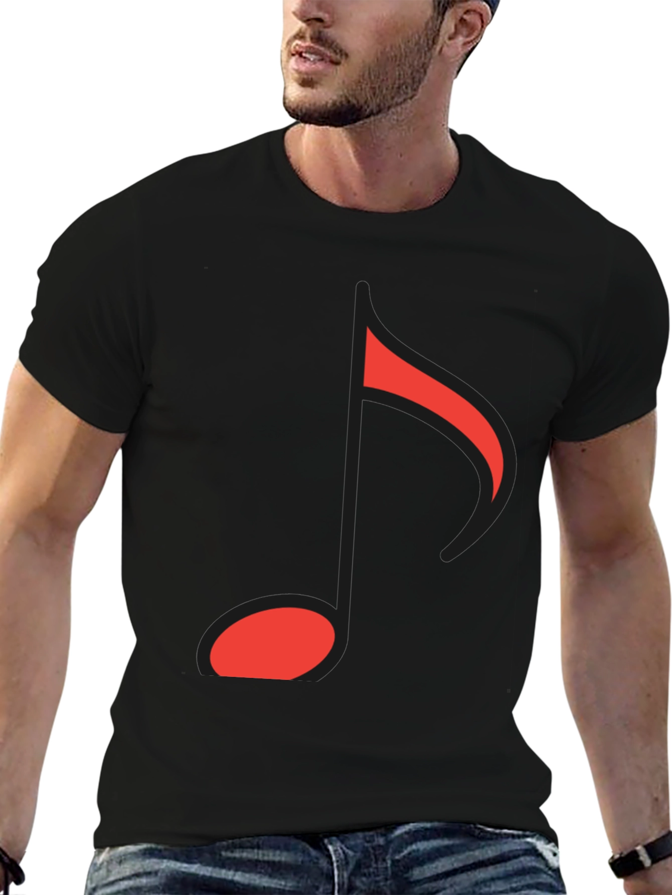 Musical Note Graphic Tee - Black Cotton Comfort