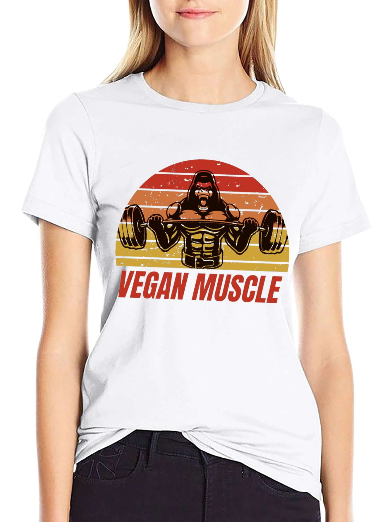 Vegan Muscle Gorilla Barbell T-Shirt
