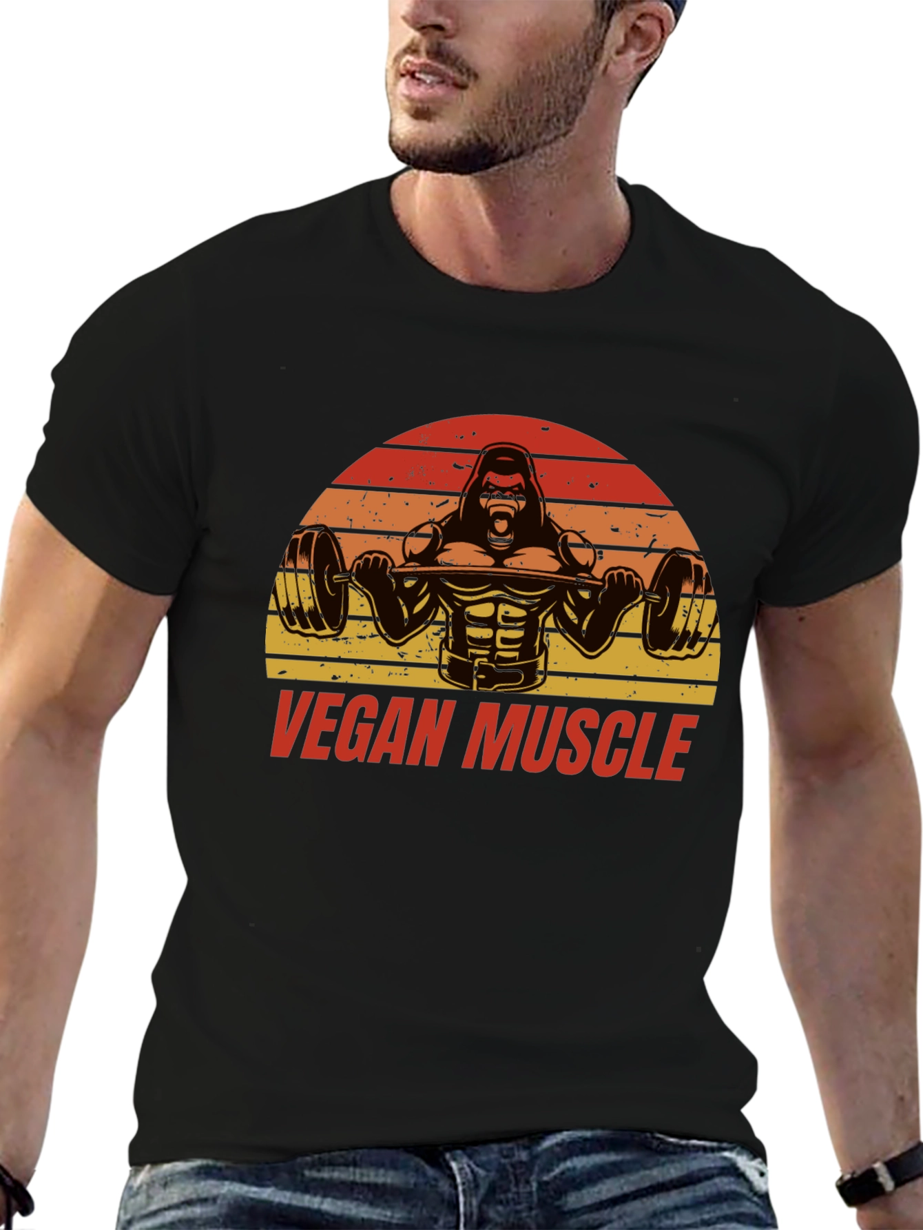 Vegan Muscle Gorilla Barbell T-Shirt