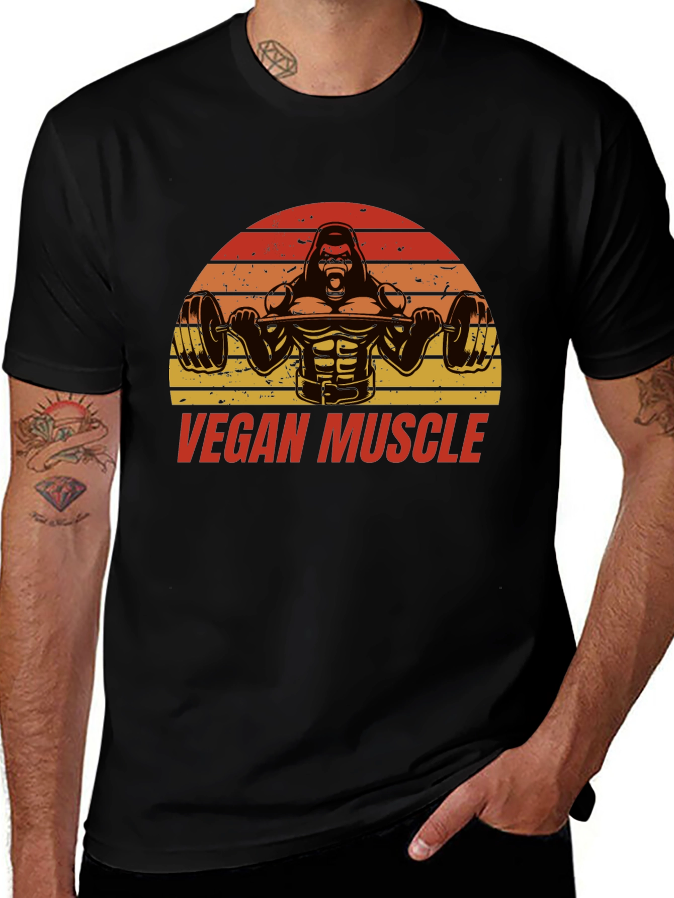 Vegan Muscle Gorilla Barbell T-Shirt