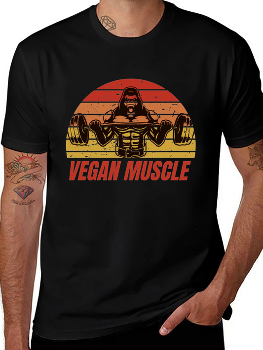 Vegan Muscle Gorilla Barbell T-Shirt