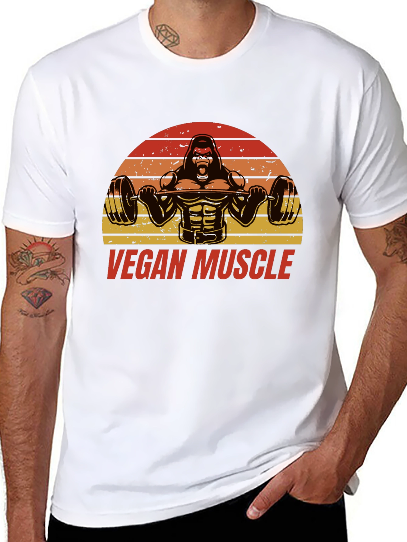 Vegan Muscle Gorilla Barbell T-Shirt