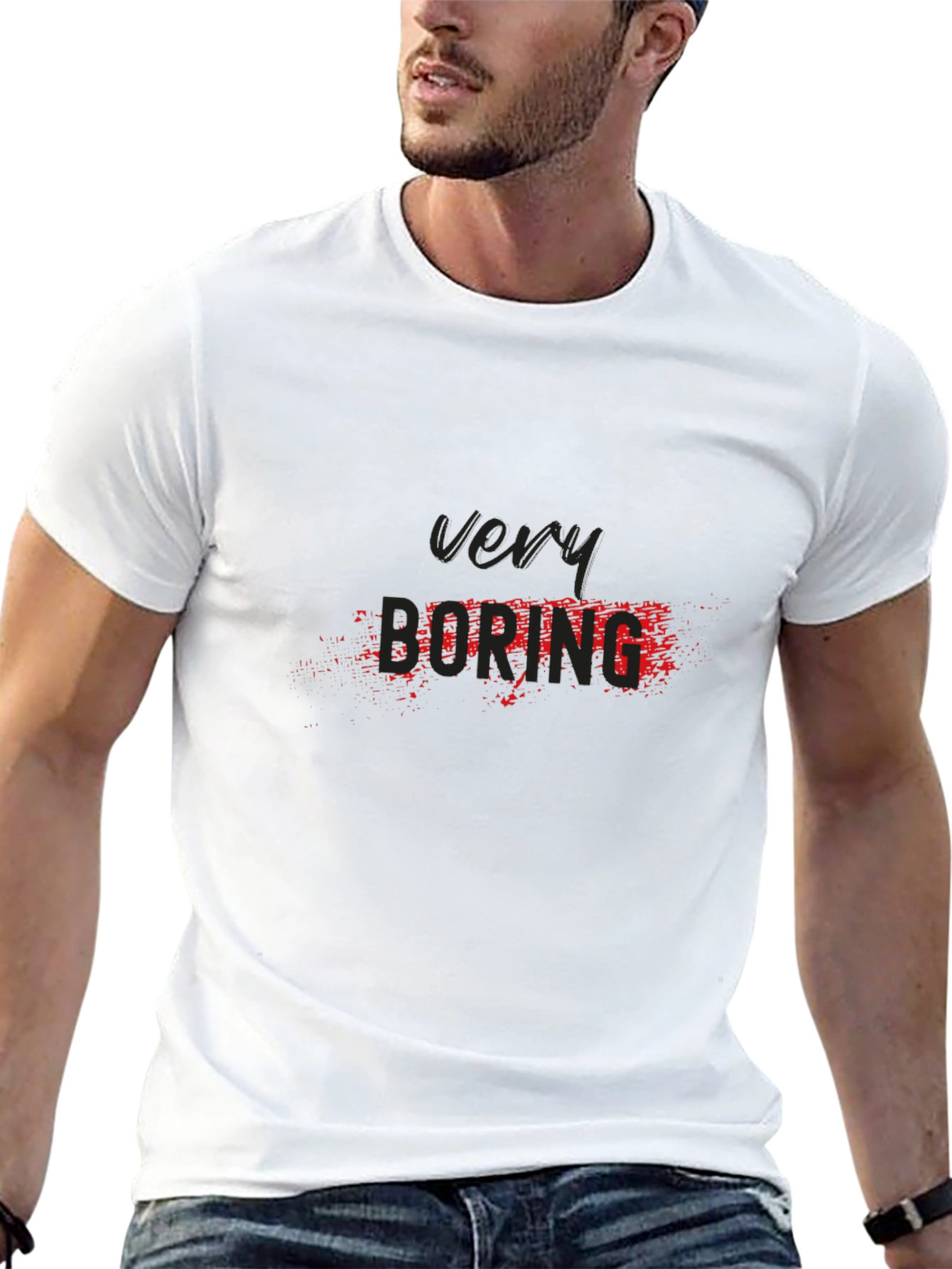 Very Boring Graphic Tee - Black Cotton Casual