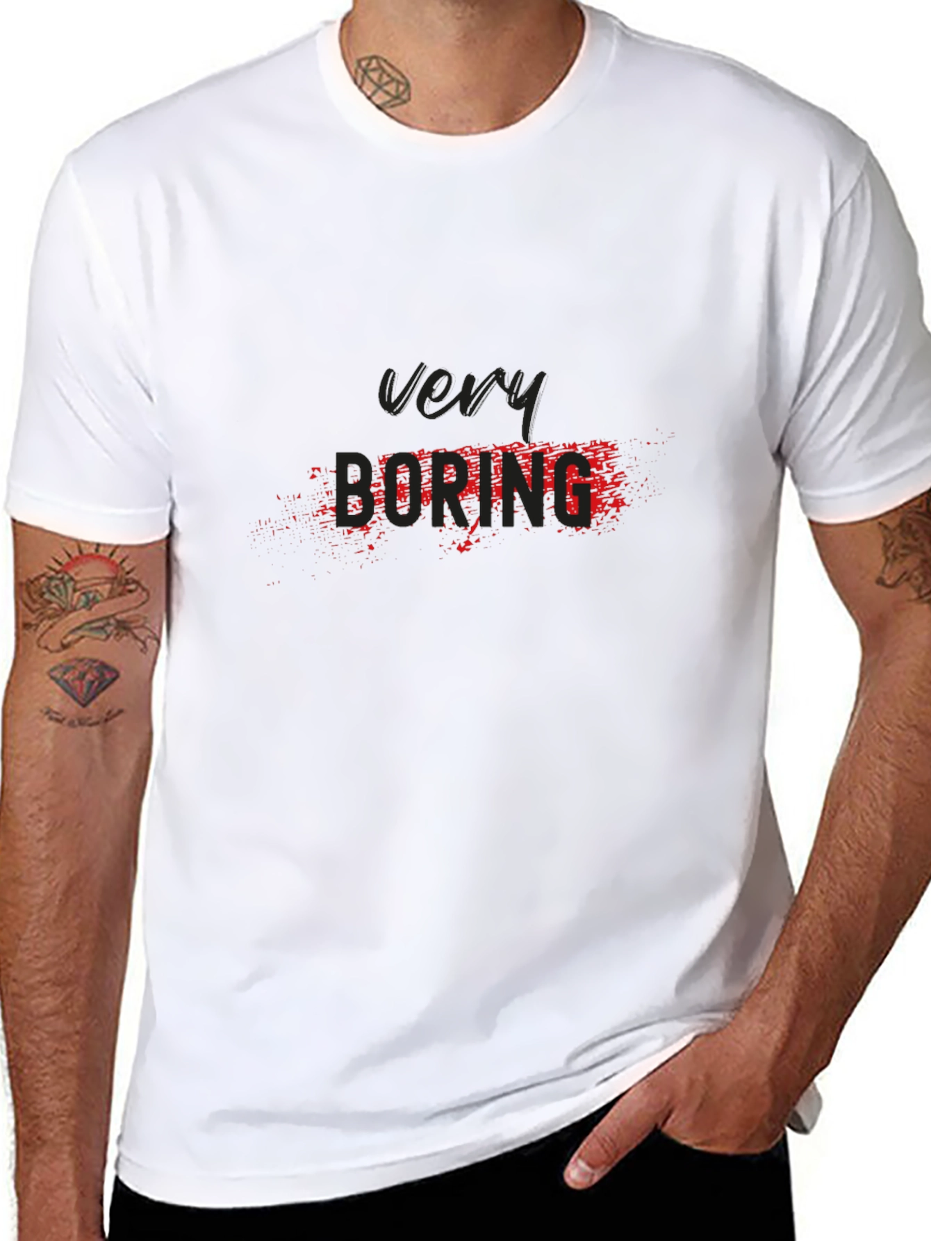Very Boring Graphic Tee - Black Cotton Casual