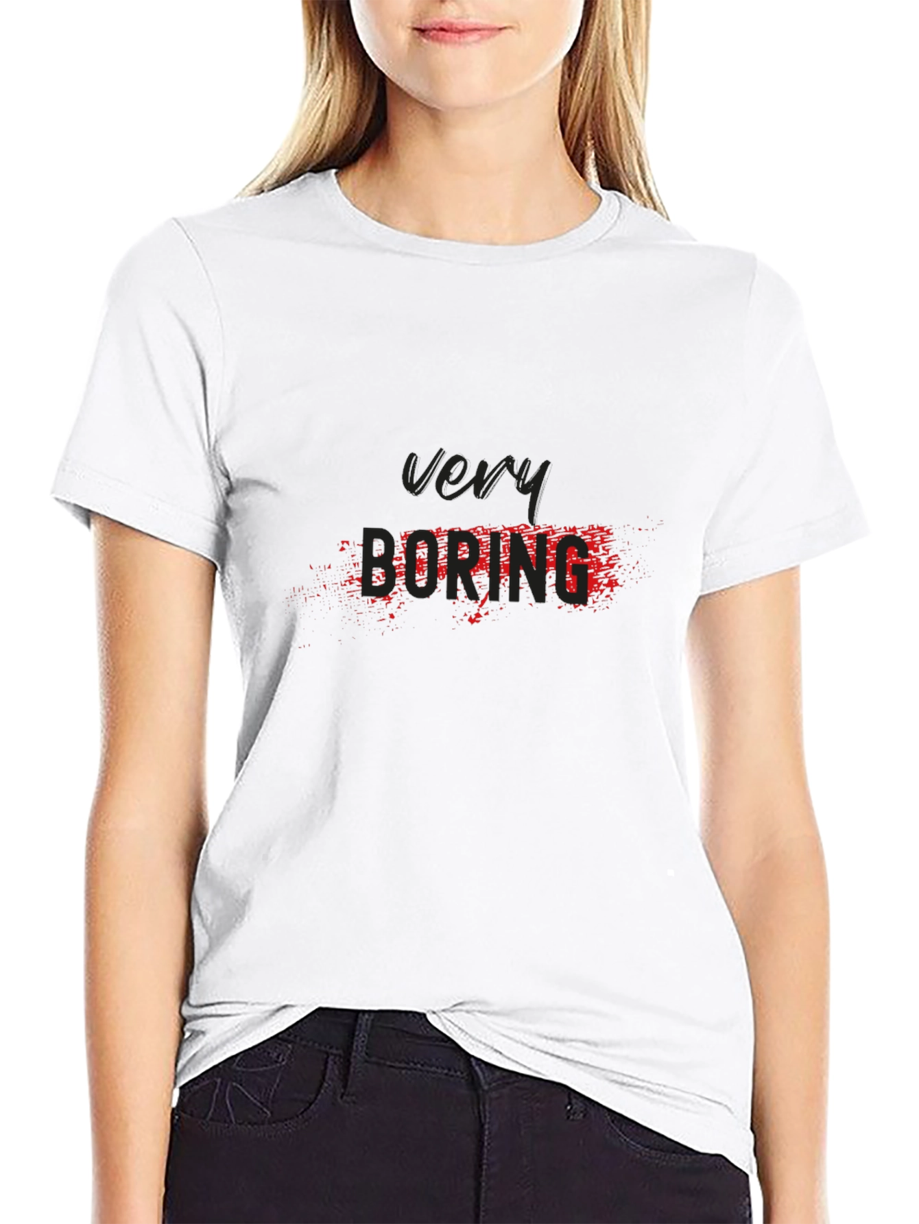 Very Boring Graphic Tee - Black Cotton Casual
