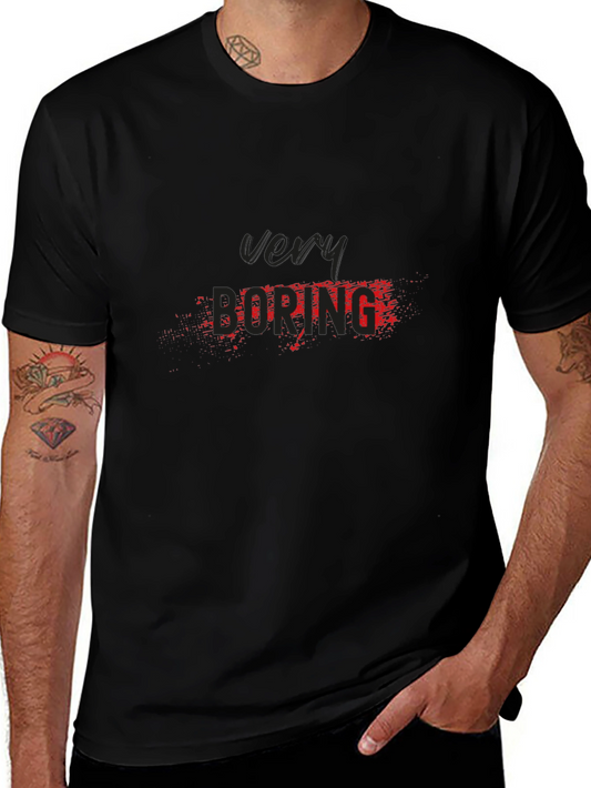 Very Boring Graphic Tee - Black Cotton Casual