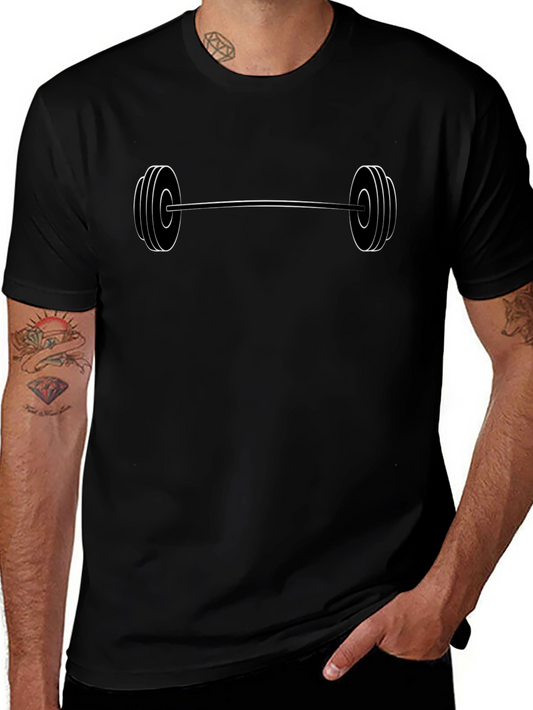 Workout Barbell Graphic Tee - Black Cotton Gym Shirt
