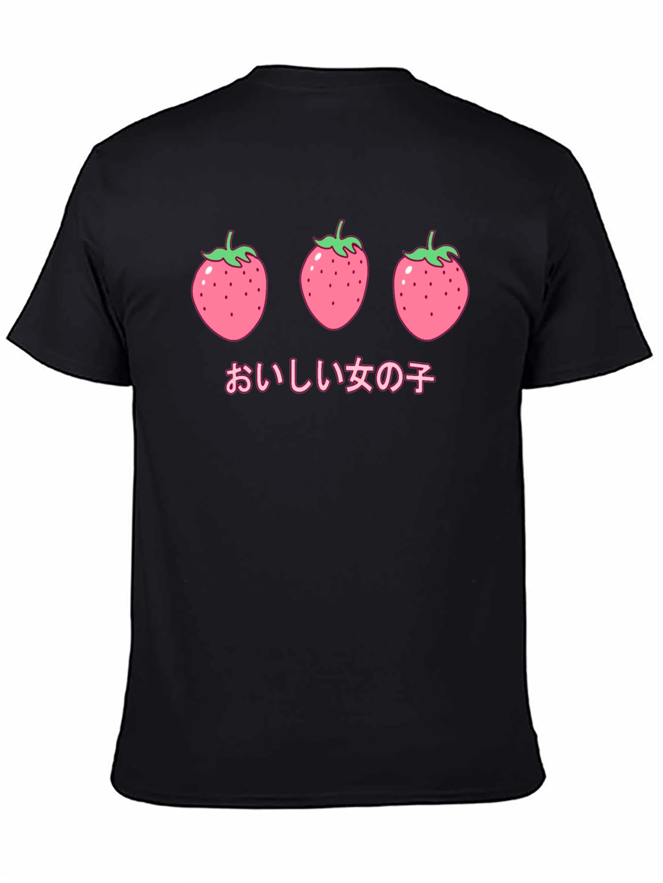 Strawberry Anime Graphic Black T-Shirt