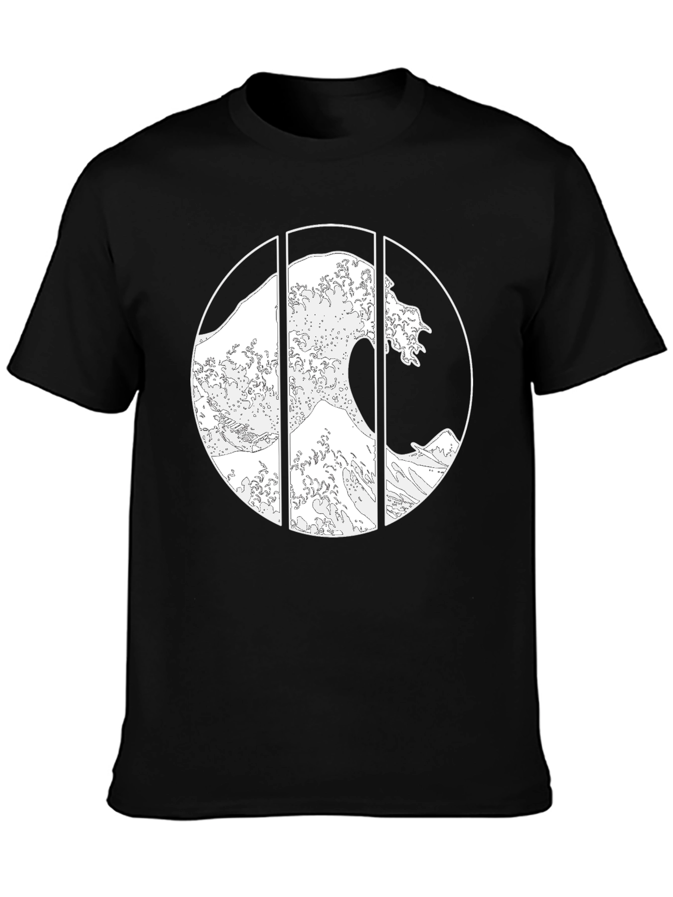 Great Wave Graphic Tee - Stylish Black Cotton T-Shirt