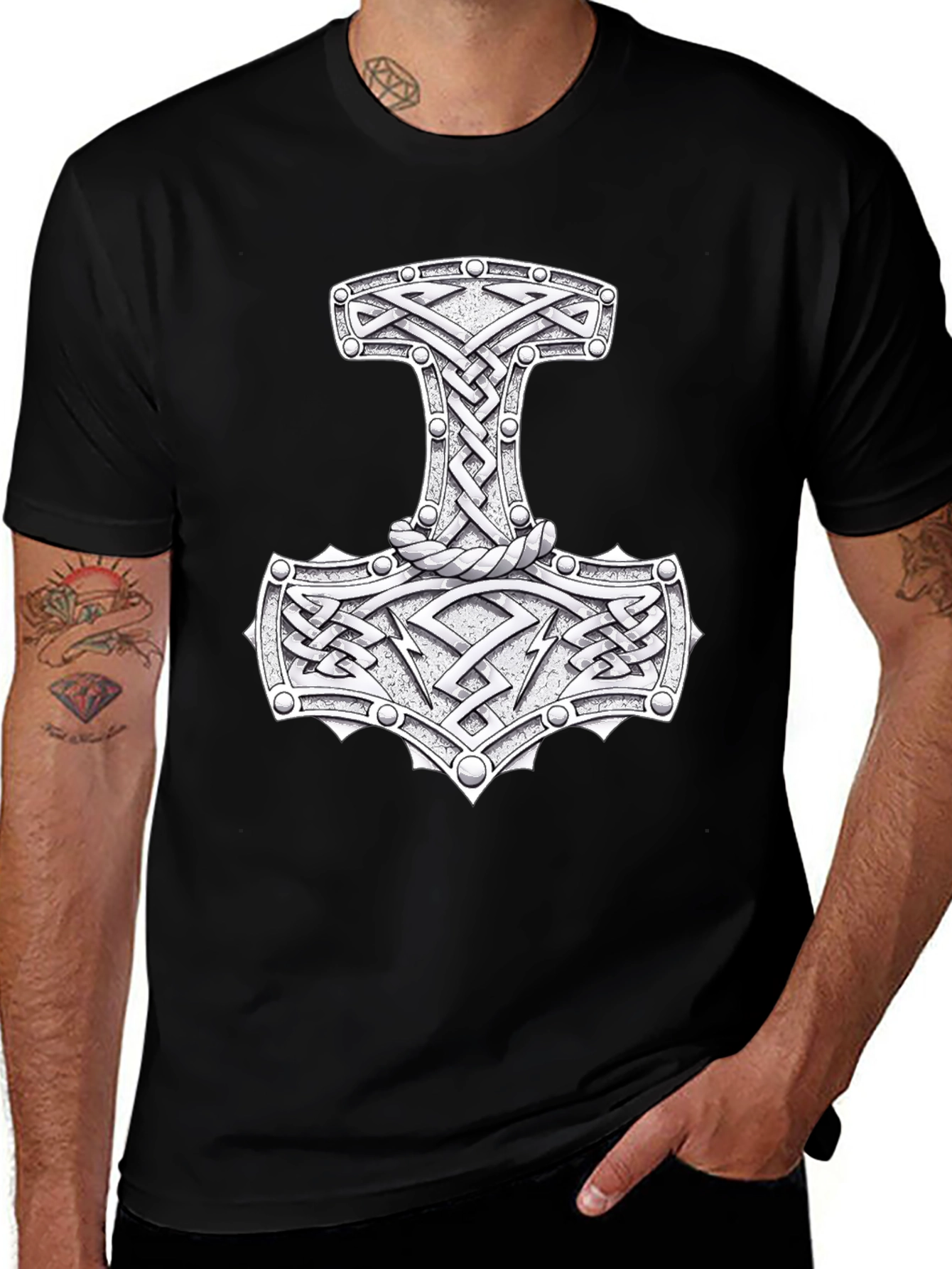 Mjöllnir Viking Hammer T-Shirt - Norse Mythology Design